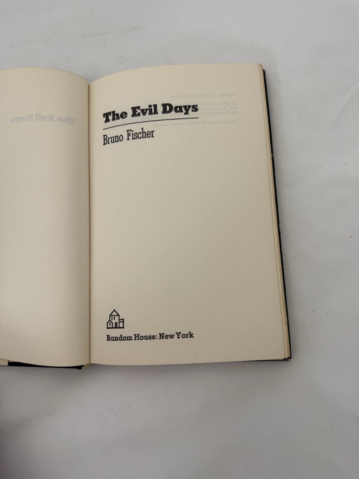 THE EVIL DAYS Bruno Fischer 1973 185 Pages Hardcover w/ Dust Jacket