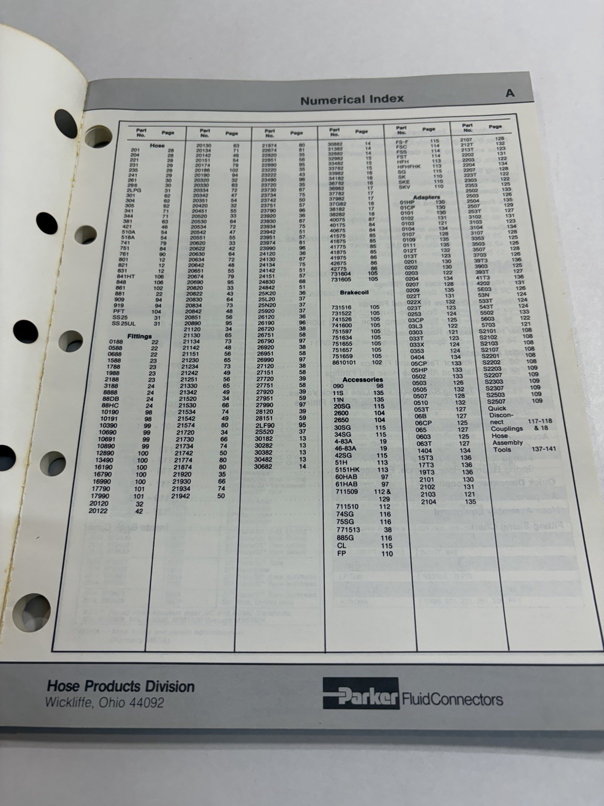 Parker Scientific Hose & Fittings Catalog Manual Guide Book Ephemera Catalog