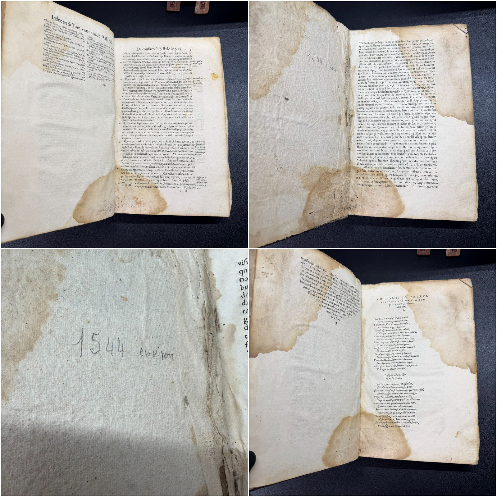 1555 Rebuffi Commentarii Latin French Law Folio Vol 3 Incomplete/Vandalized