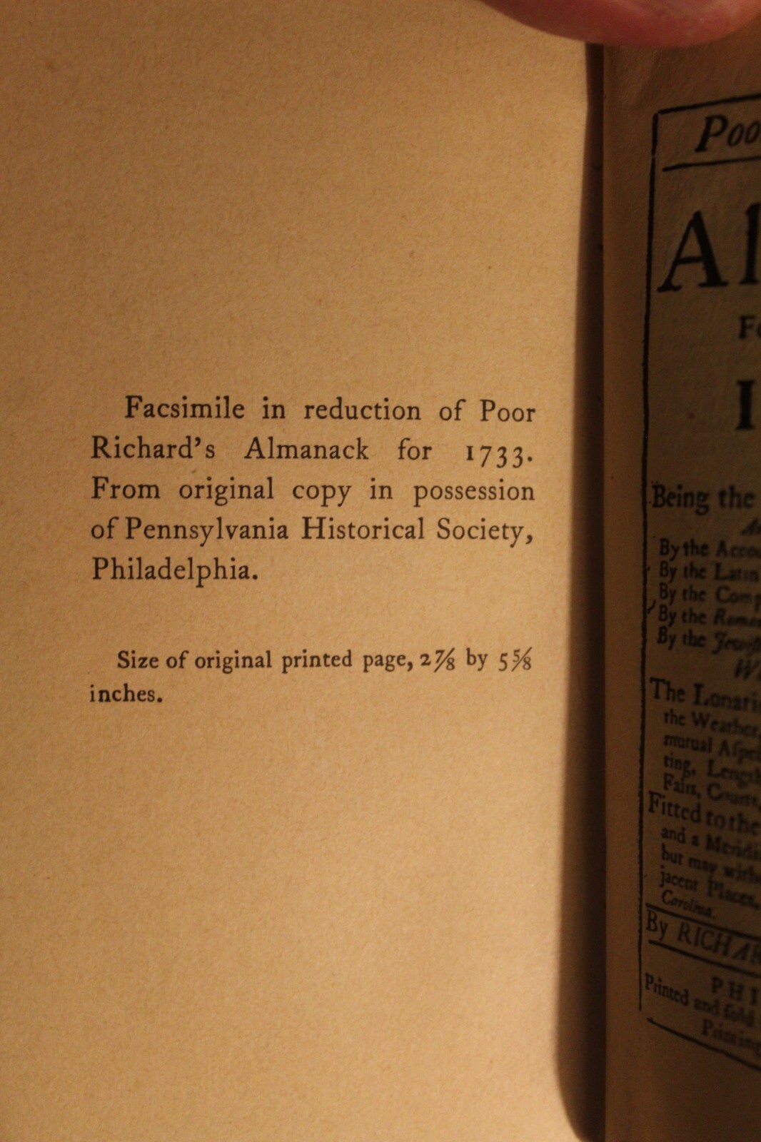 1898 Edition Benjamin Franklin POOR RICHARD’S ALMANACK Leather w/ 1733 Facsimile