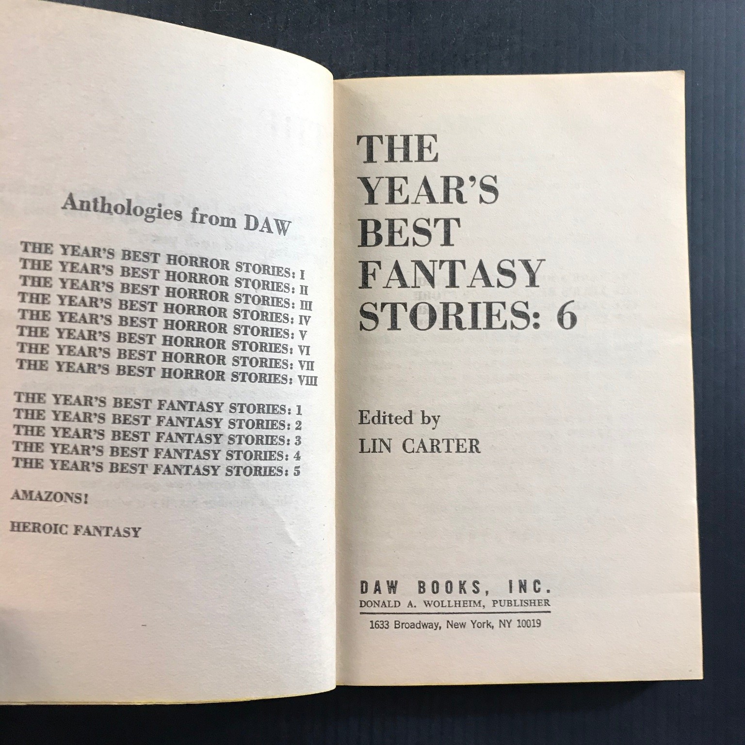 THE YEAR’S BEST FANTASY STORIES 6 Lin Carter DAW 1980 Josh Kirby Cover Art