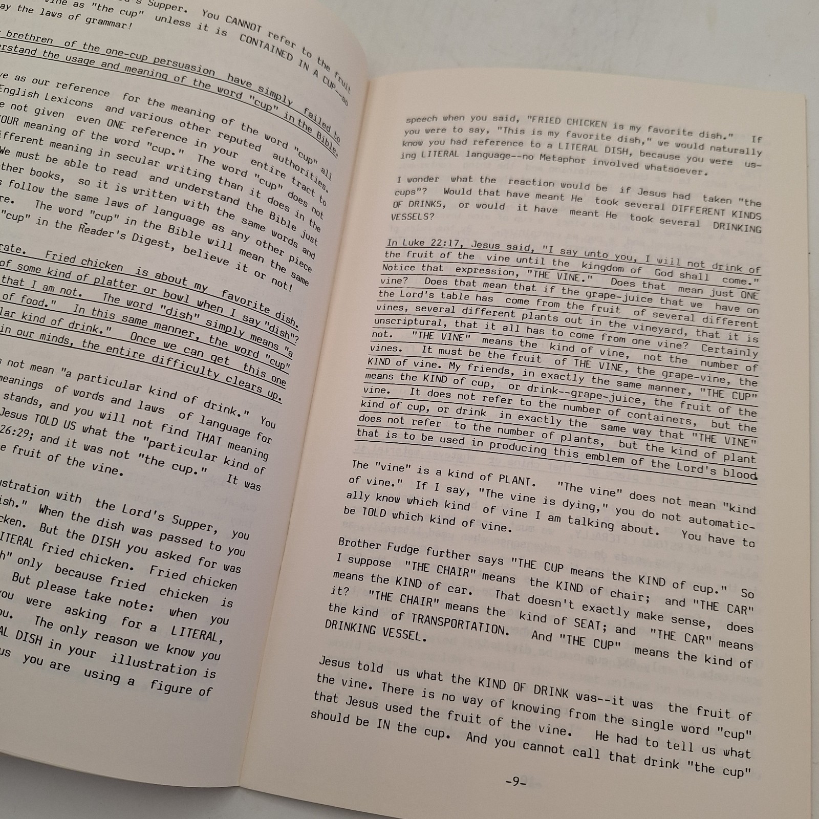 Did Jesus Use Individual Cups? ~ George A. Hogland ~ PB ~ CoC