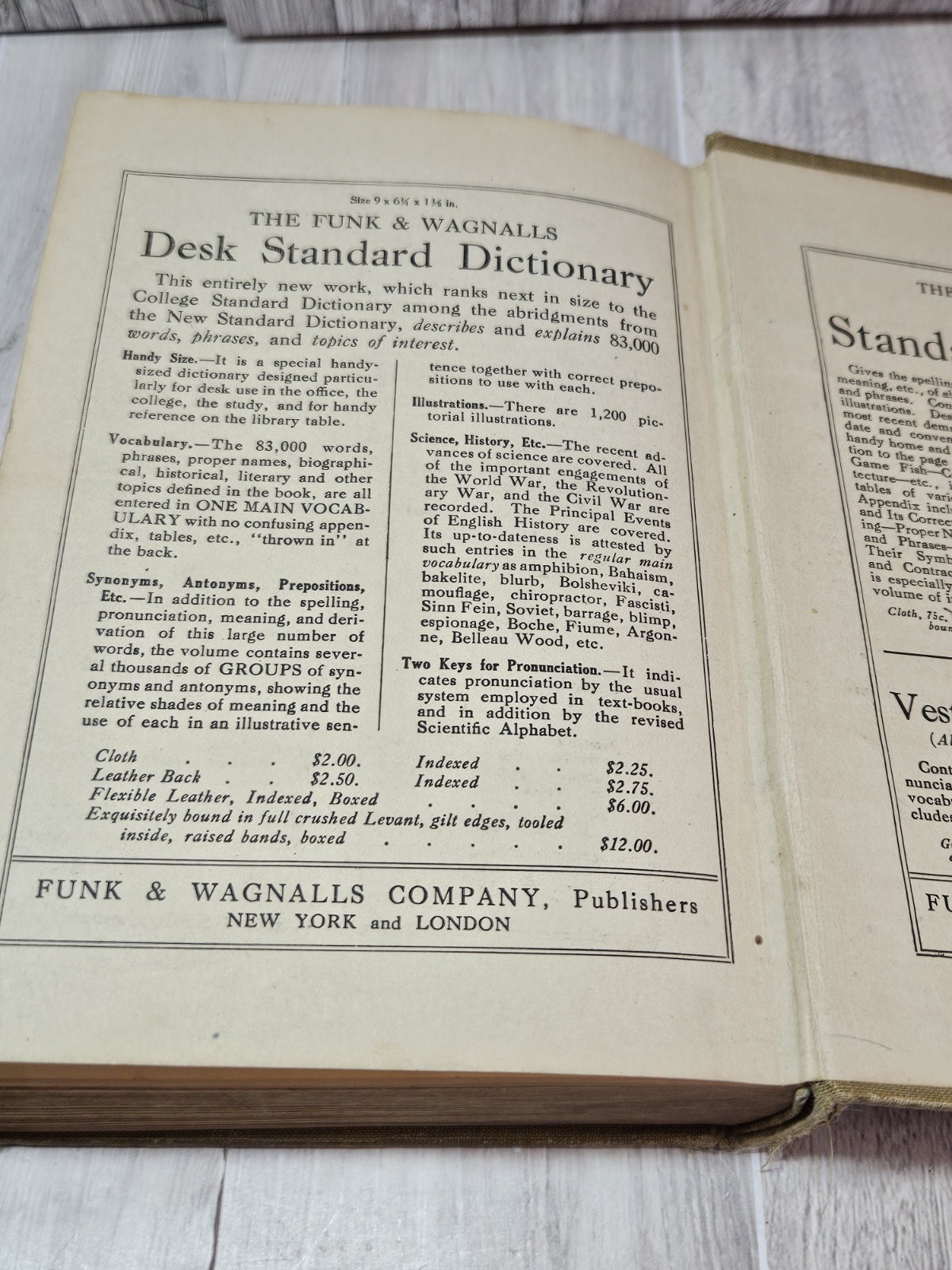 1925 Funk & Wagnalls Comprehensive Standard Dictionary Thumb Indexed Illustrated