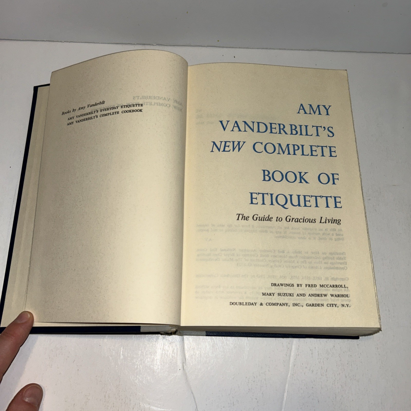 Hardcover Book Amy Vanderbilt’s Complete Book of Etiquette, Gracious Living 1963