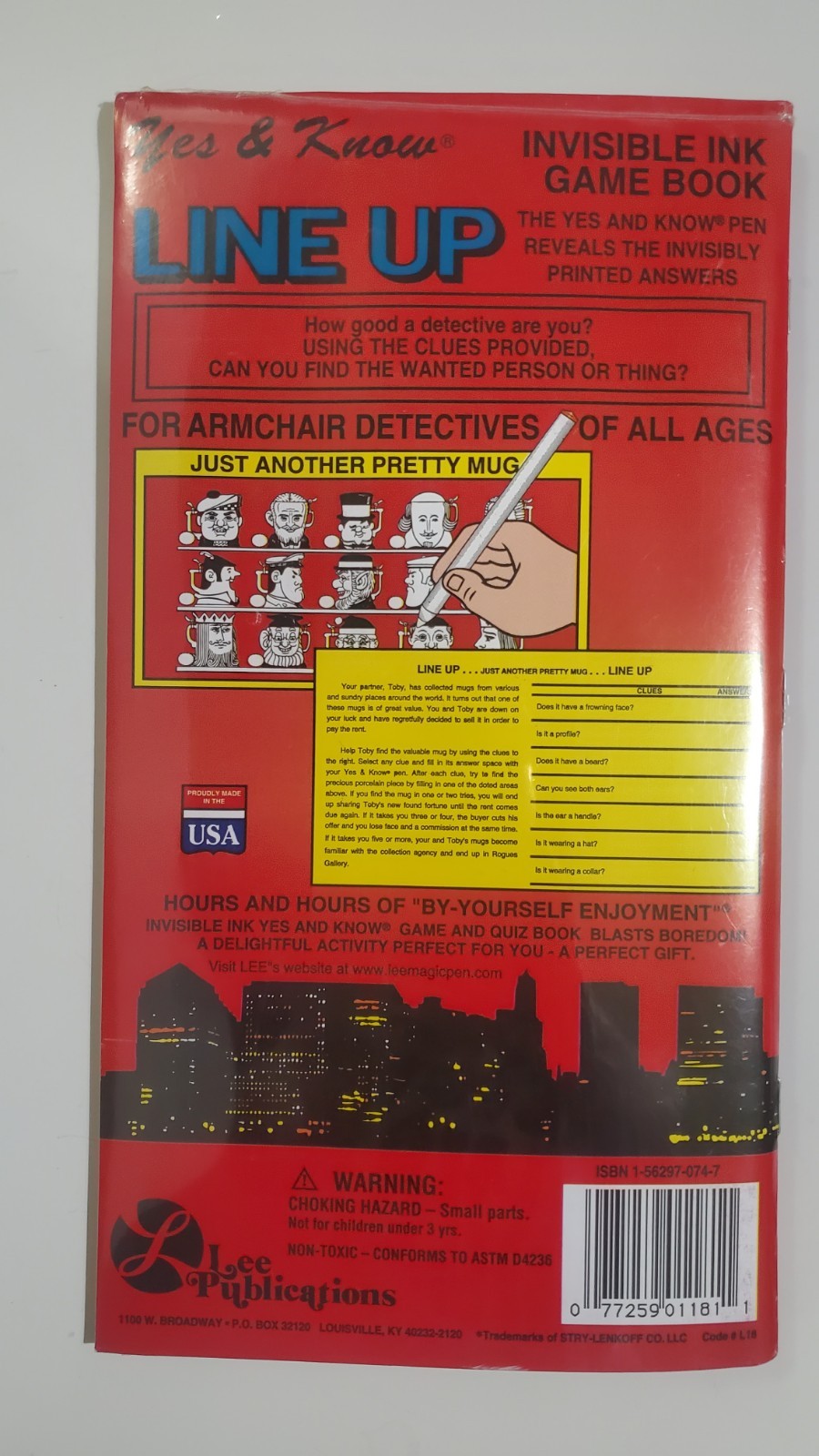 Yes & Know LINE UP Invisible Ink Red Detective Game Book With Pen New Sealed