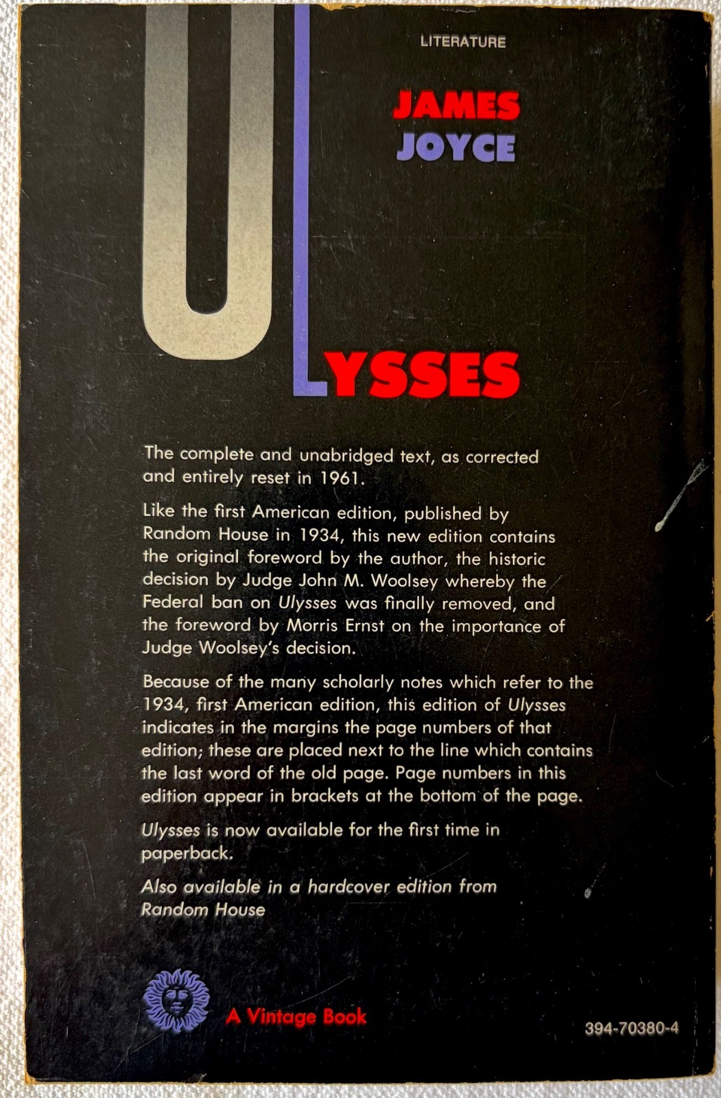 James Joyce, Ulysses, vintage trade paperback (1961)