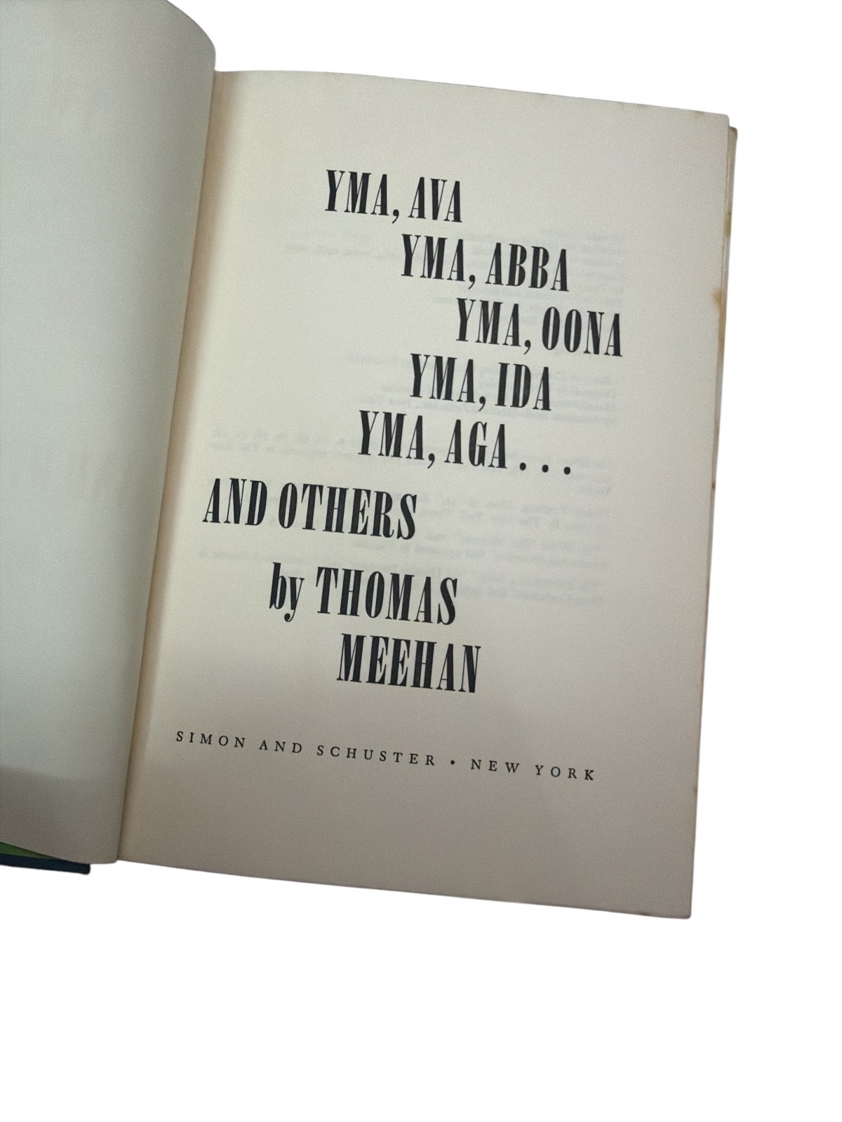 Yma, Ava, Yma, Abba… And Others – Thomas Meehan – First Printing Hardcover DJ