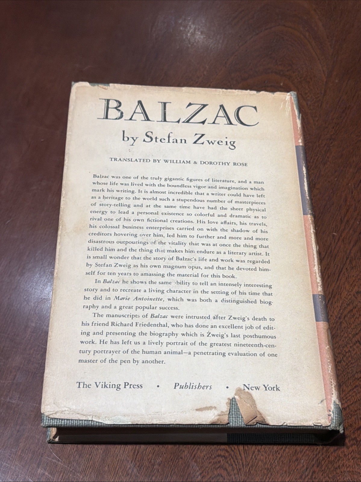 Balzac by Stefan Zweig 1946 HC DJ