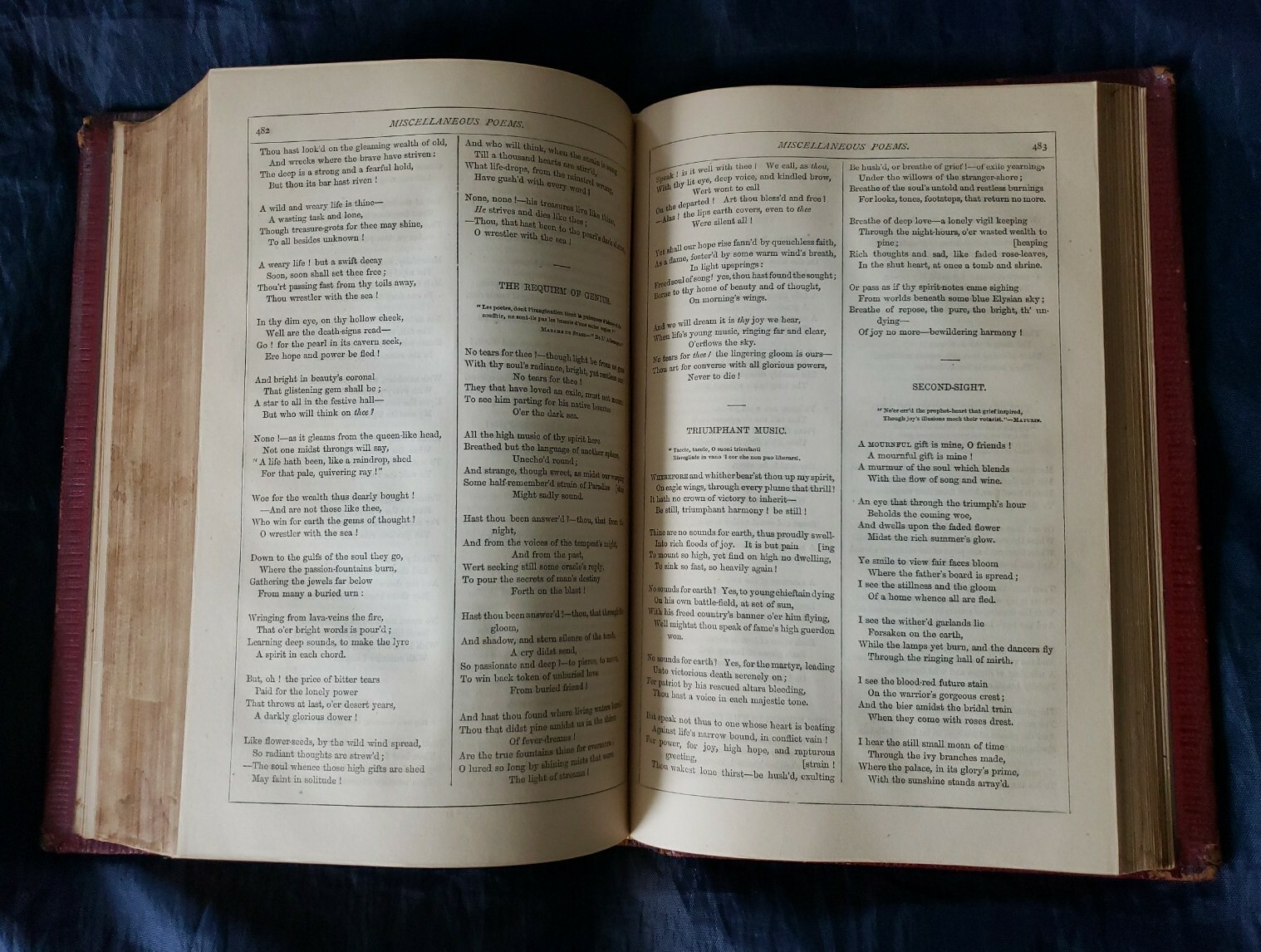The Poems of Mrs Felicia Hemans Antique 1875 Victorian Embossed Red Leather
