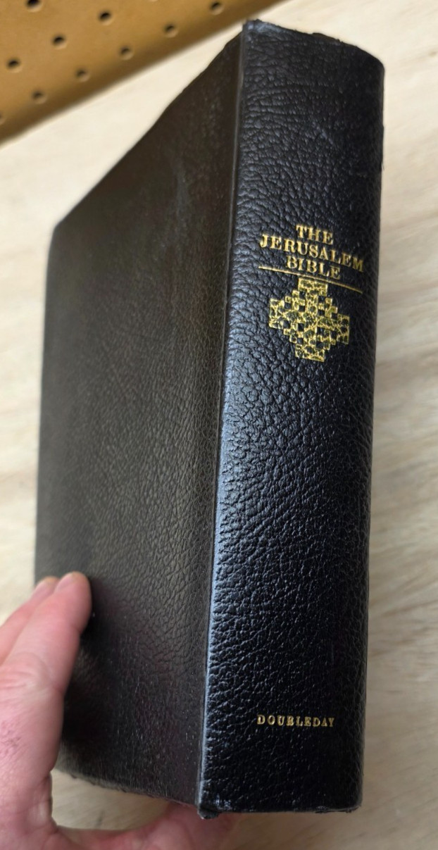 Vtg 1966 The Jerusalem Bible First Edition Doubleday Black Faux Leather Catholic