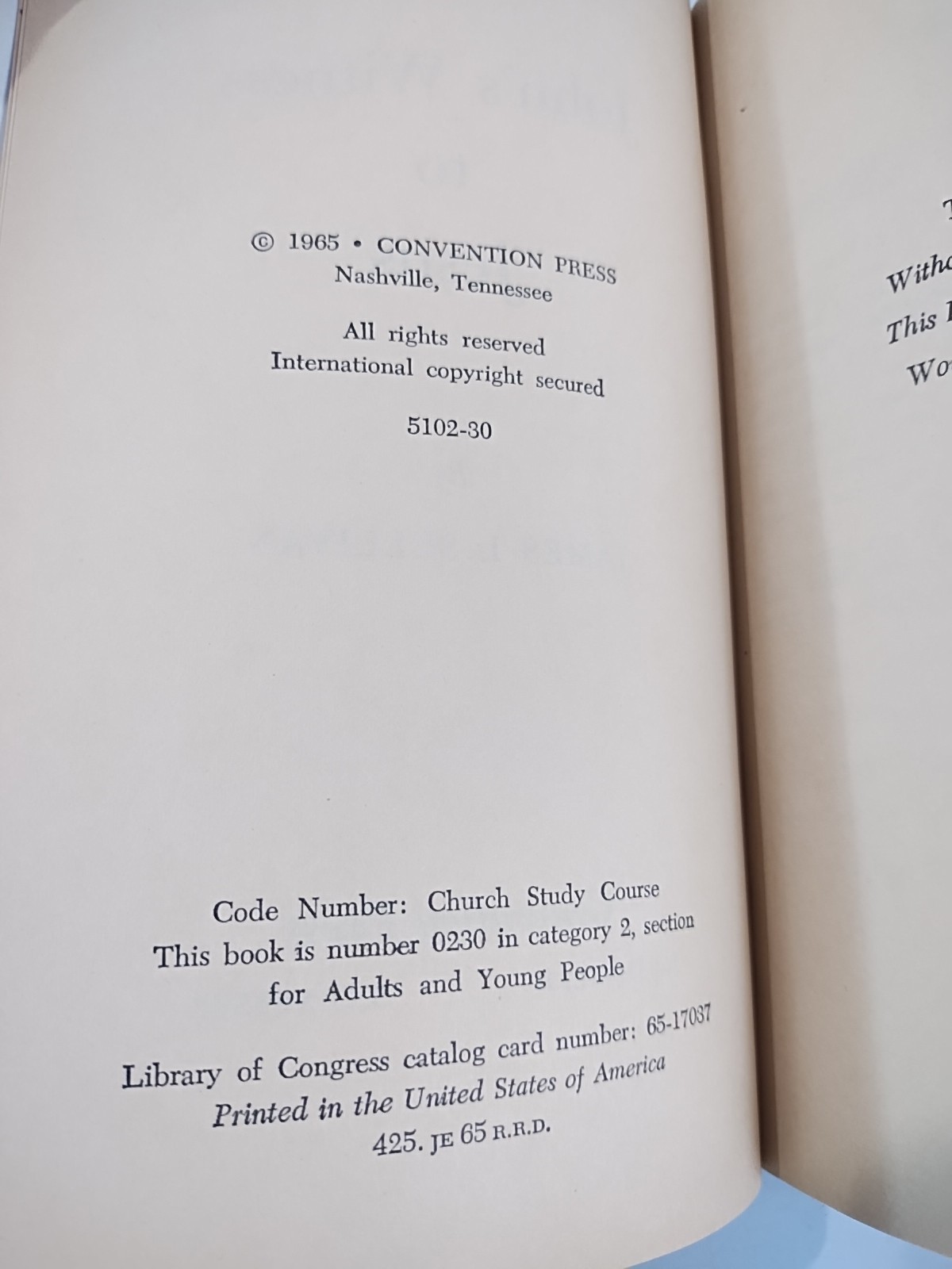 Sullivans Bible Home Course: John’s Witness to Jesus Home Study Guide 1965 HC