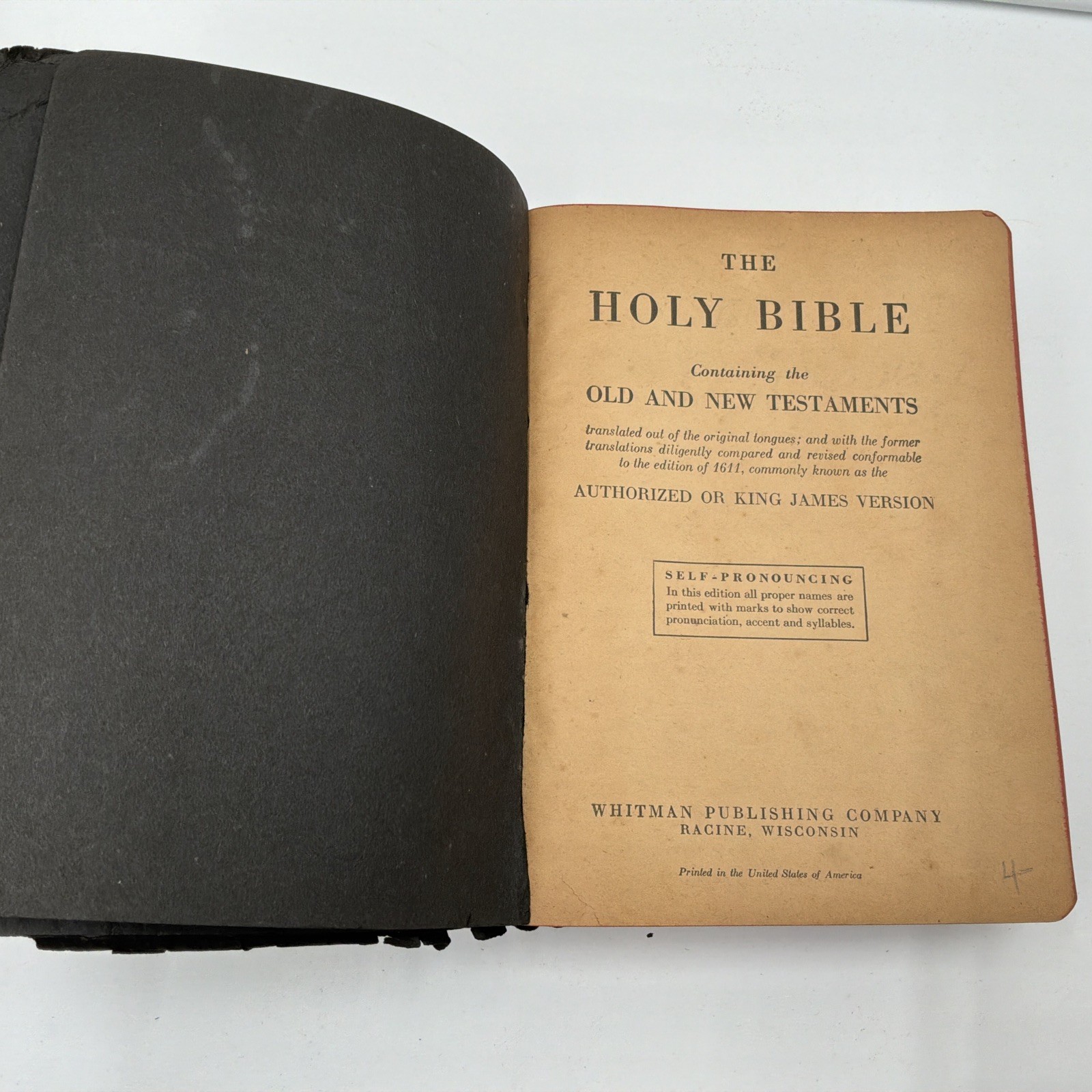 1950’s Holy Bible Self-Pronouncing King James Version Whitman Publishing Co