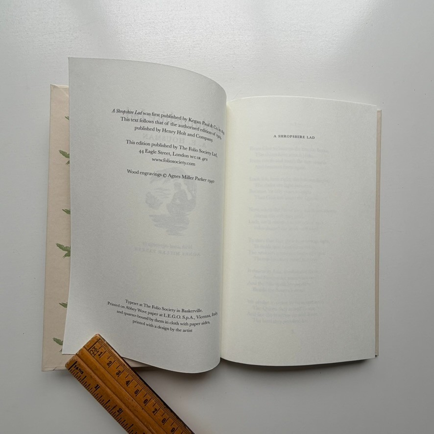 2014 Shropshire Lad A.E. Housman Folio Society Agnes Miller Parker Engravings