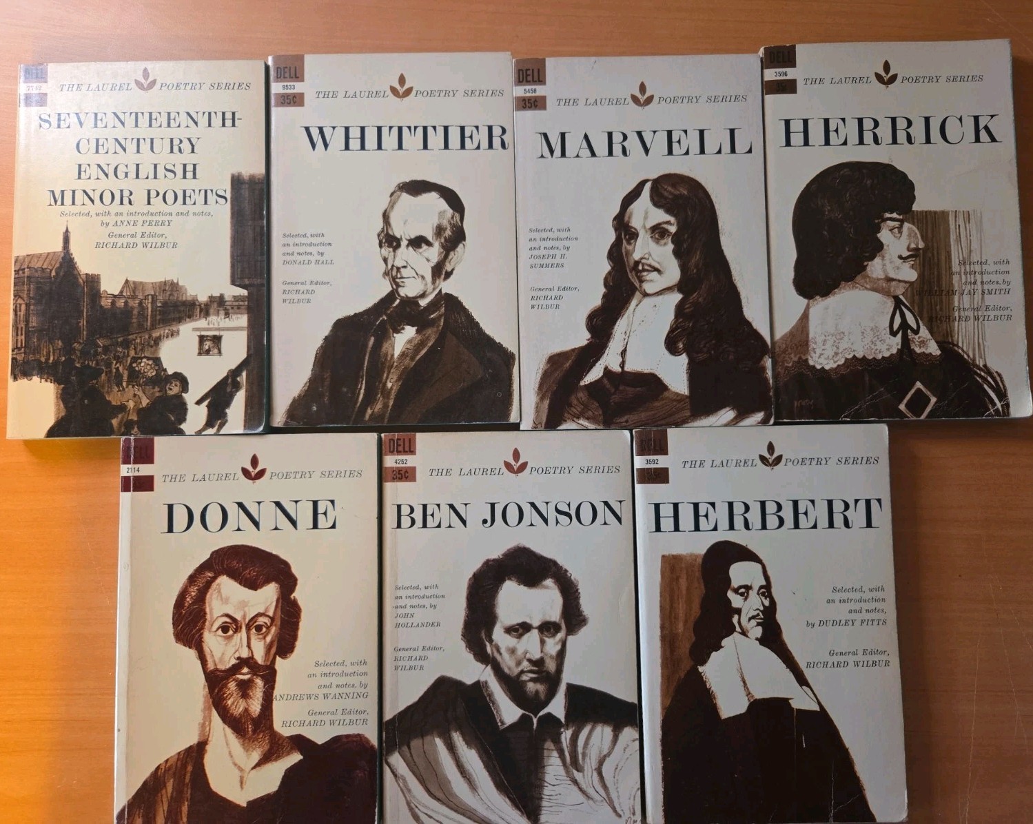 Lot Of 7 Laurel Poetry Series- Whittier And Donne Vintage