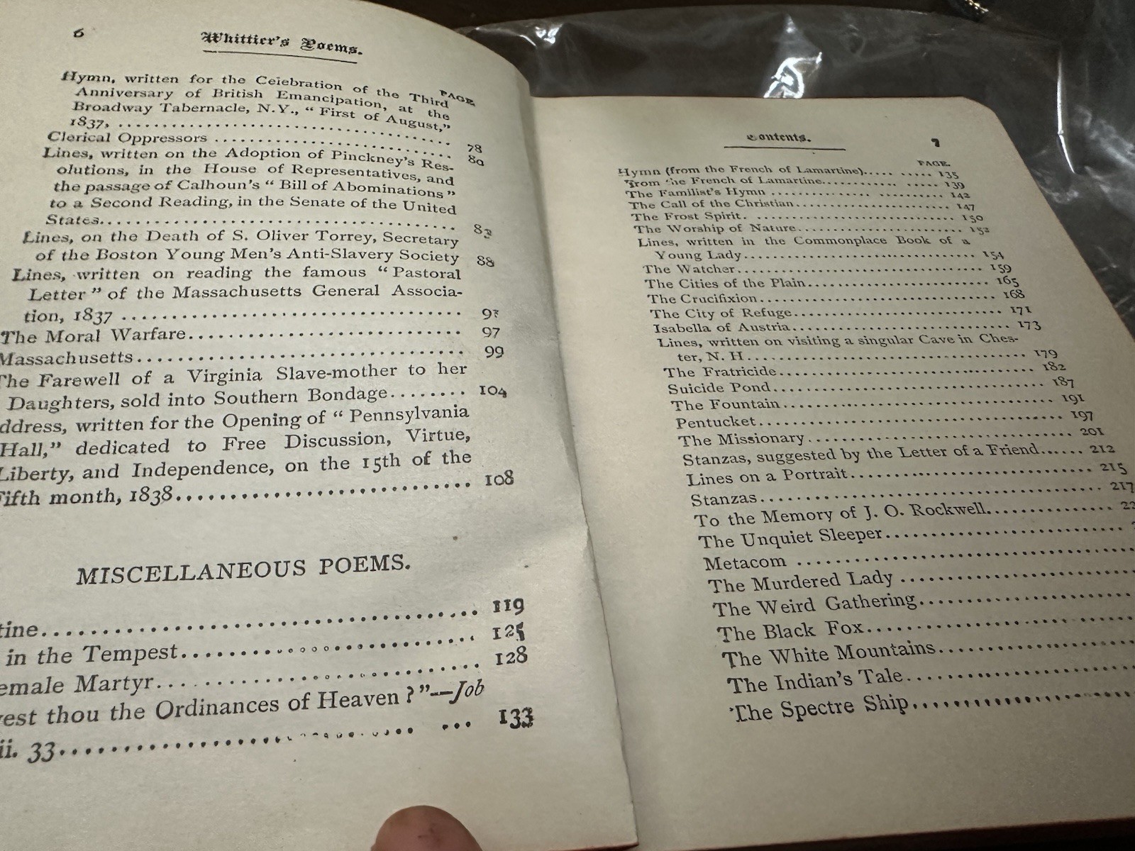 Antique Book unknown Version Of Whittier’s Poems Hard Cover