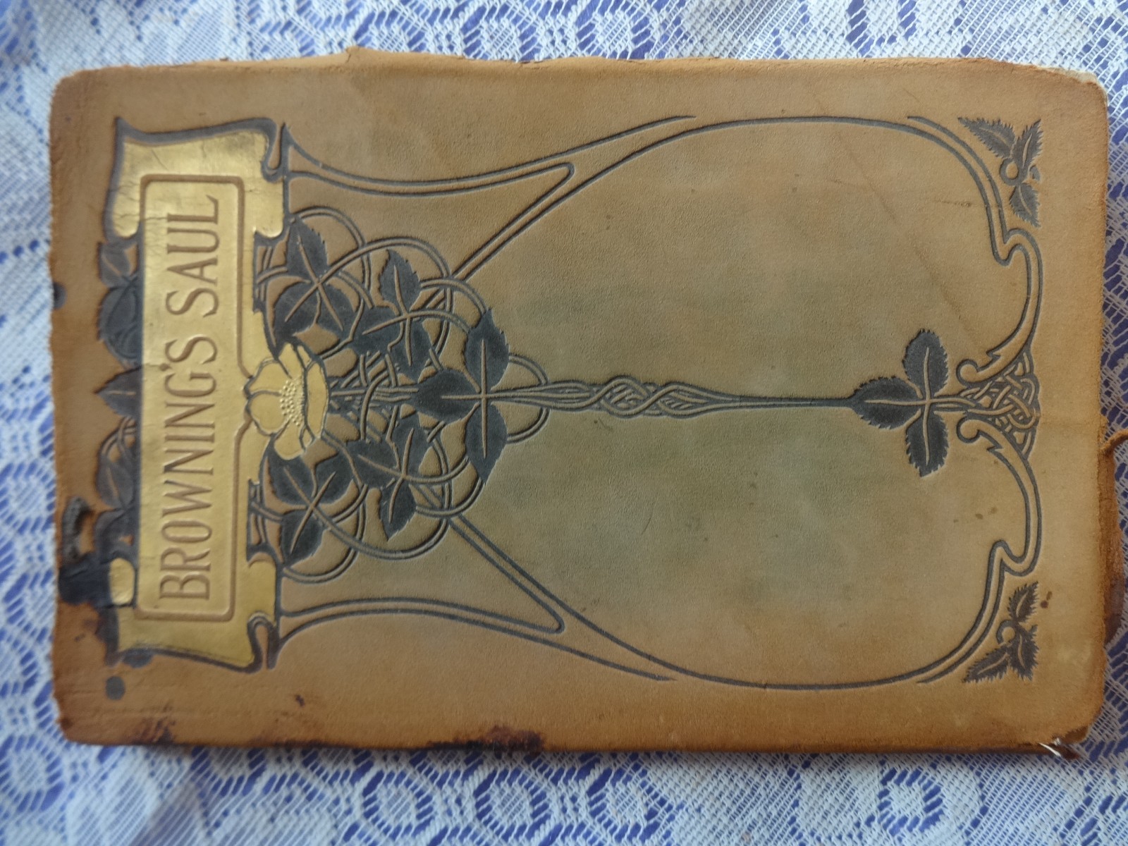 Original 1901 Antique 2nd printing Browning’s Saul leather embossed book