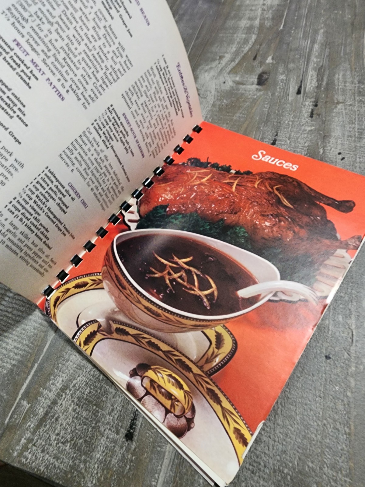 Vintage 1968 spiral-bound paperback cookbook “The Wonderful World of Welch’s”