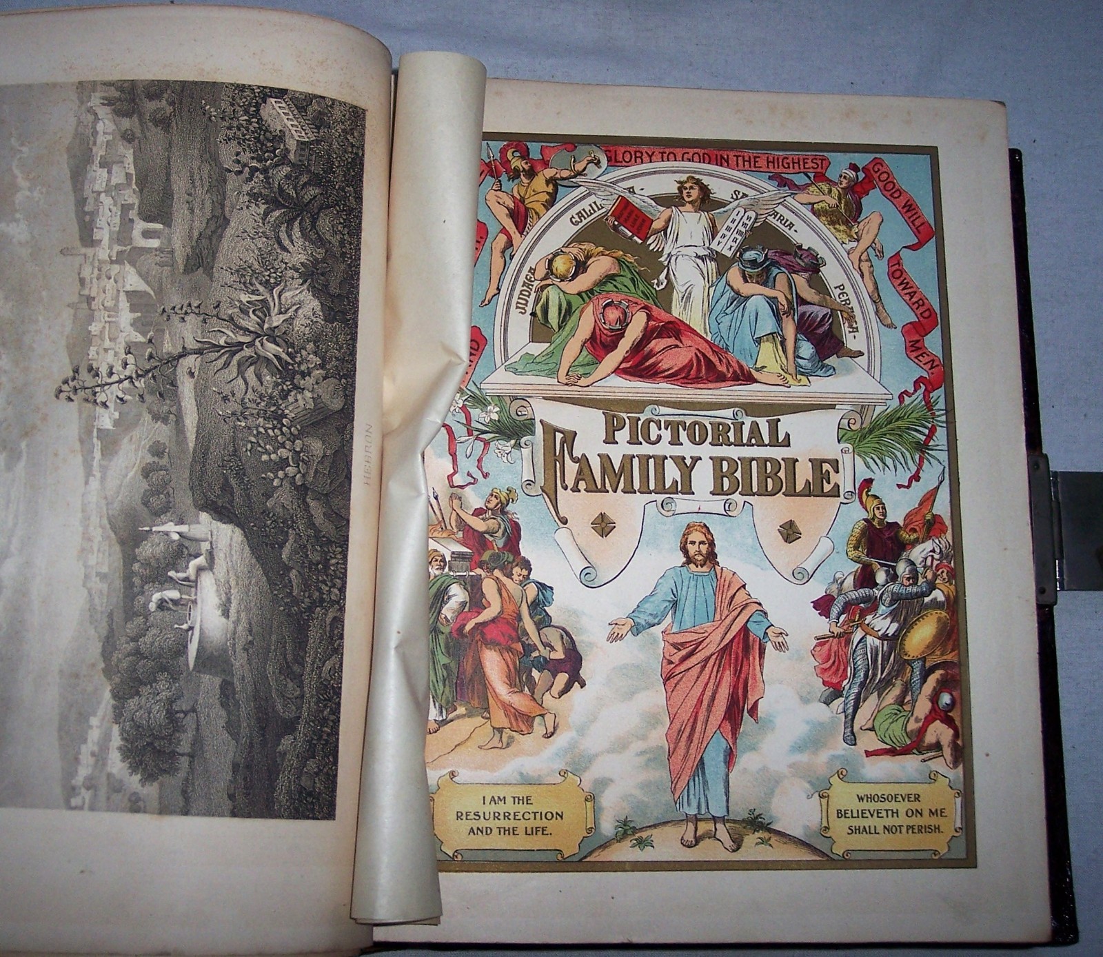 1896 Antique Clasp Family Bible Apocrypha Concordance Dictionary Psalms #30