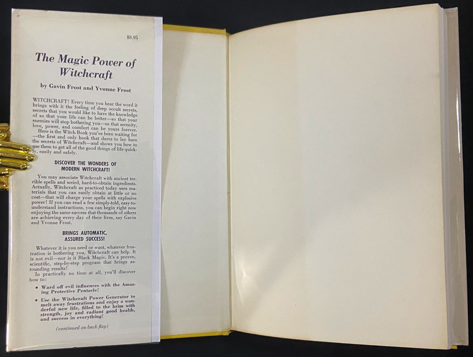 1976 THE MAGIC POWER OF WITCHCRAFT Occult Spells FROST Vintage Book w/ DJ