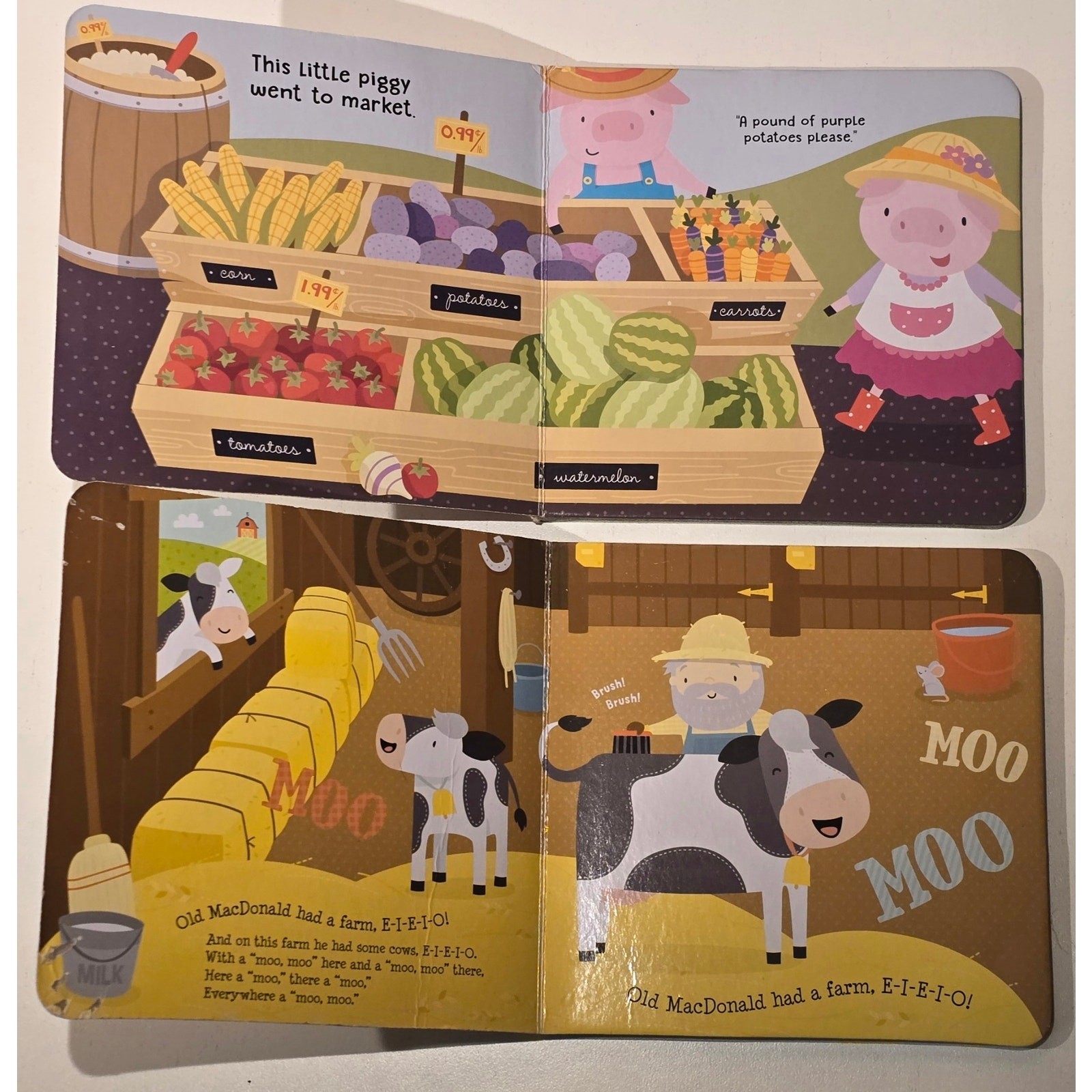 Bendon Board Book Lot Old MacDonald Had A Farm This Little Piggy Giggle Grow