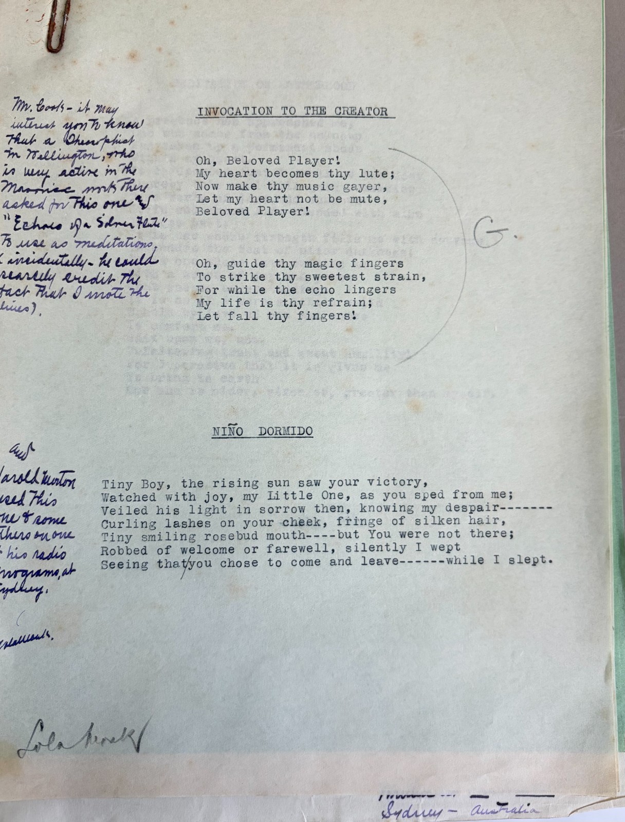 Archive of Unpublished Mystical Poetry, Theosophy, Spirituality, 1940’s