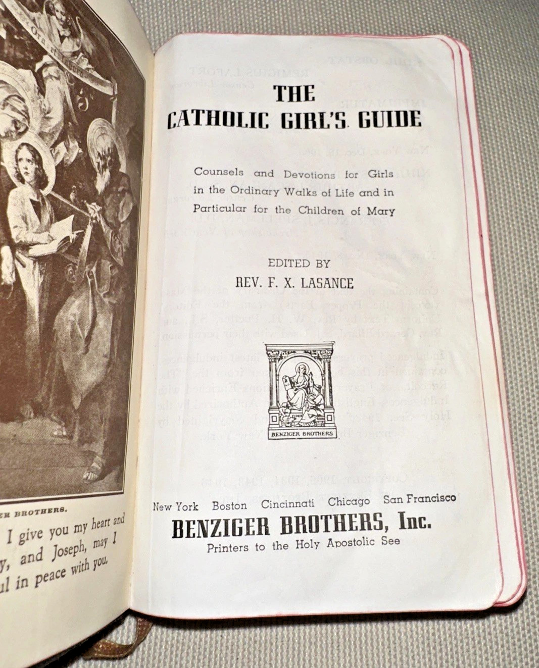 vintage 1946 the Catholic Girl’s Guide by Father Lasance black leather gold edge
