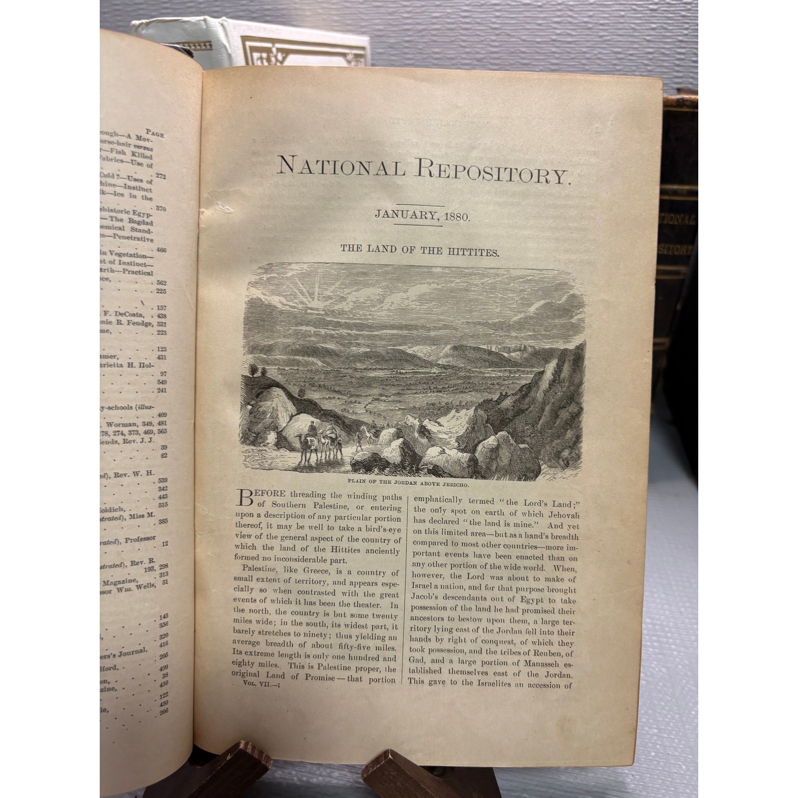 Antique 1880 National Repository Vol VII Leather Bound Illustrated History Book