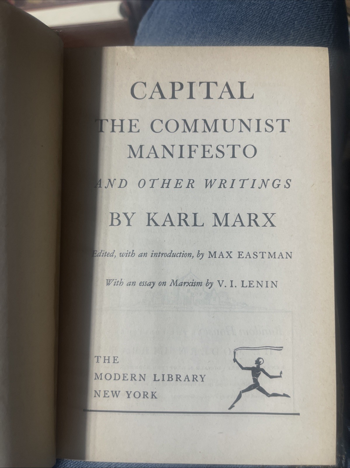 1932 Capital, The Communist Manifesto & Other Writings by Marx Modern Library HC