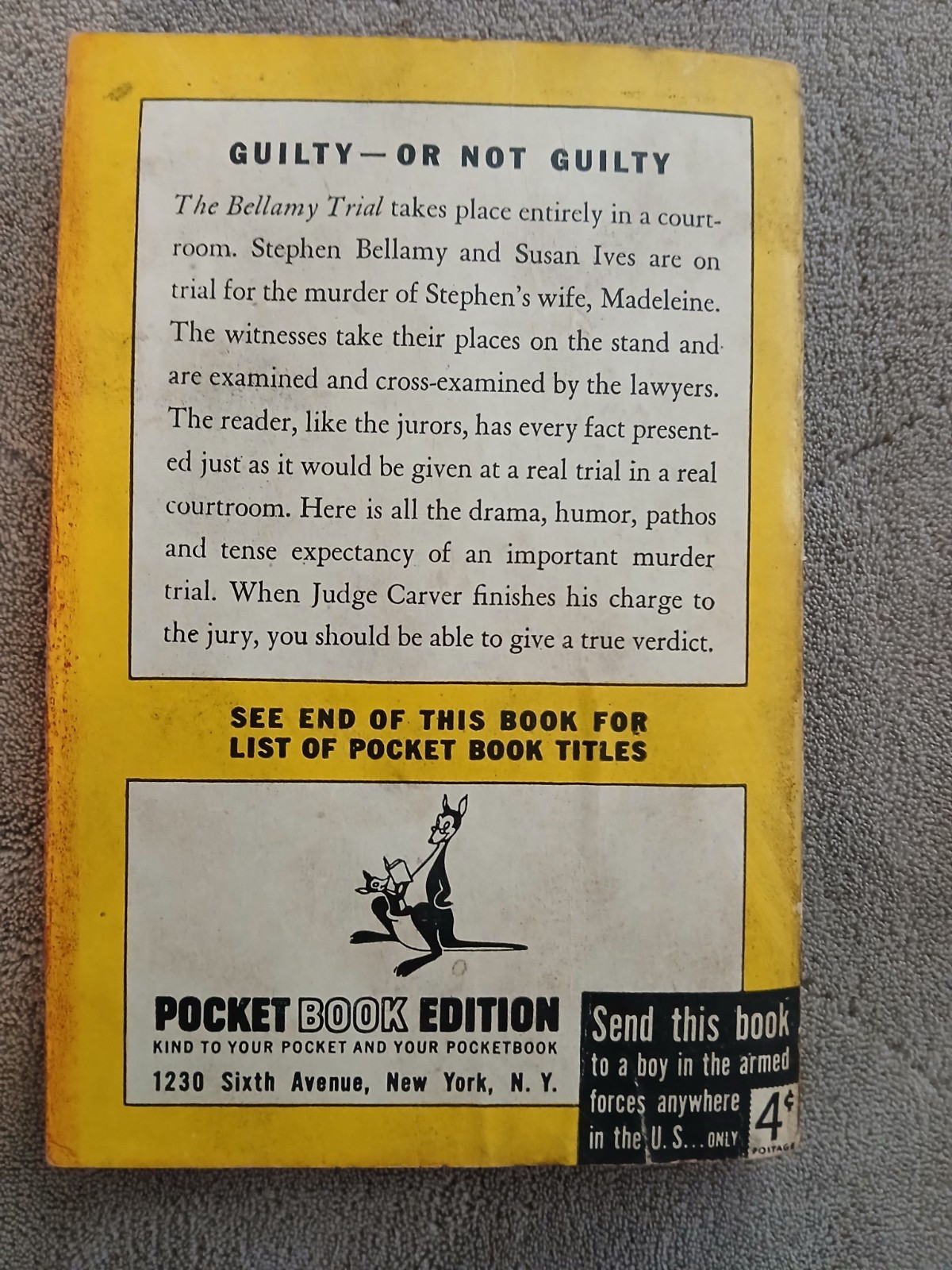 Vintage The Bellamy Trial Frances Noyes Hart Pocket Books #264 1945
