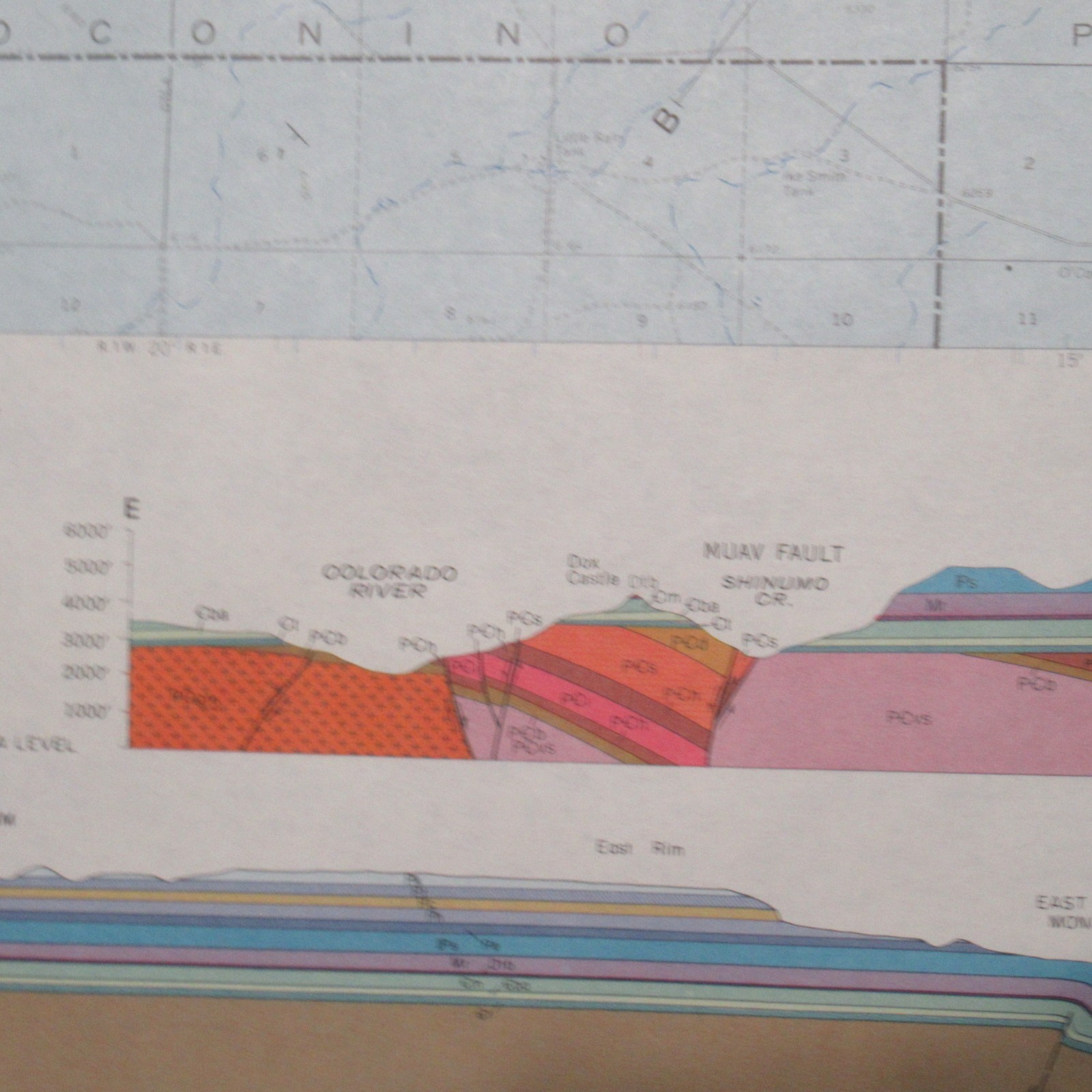 1980 Geologic Map of Eastern Grand Canyon Arizona Full Color Blue Dragon