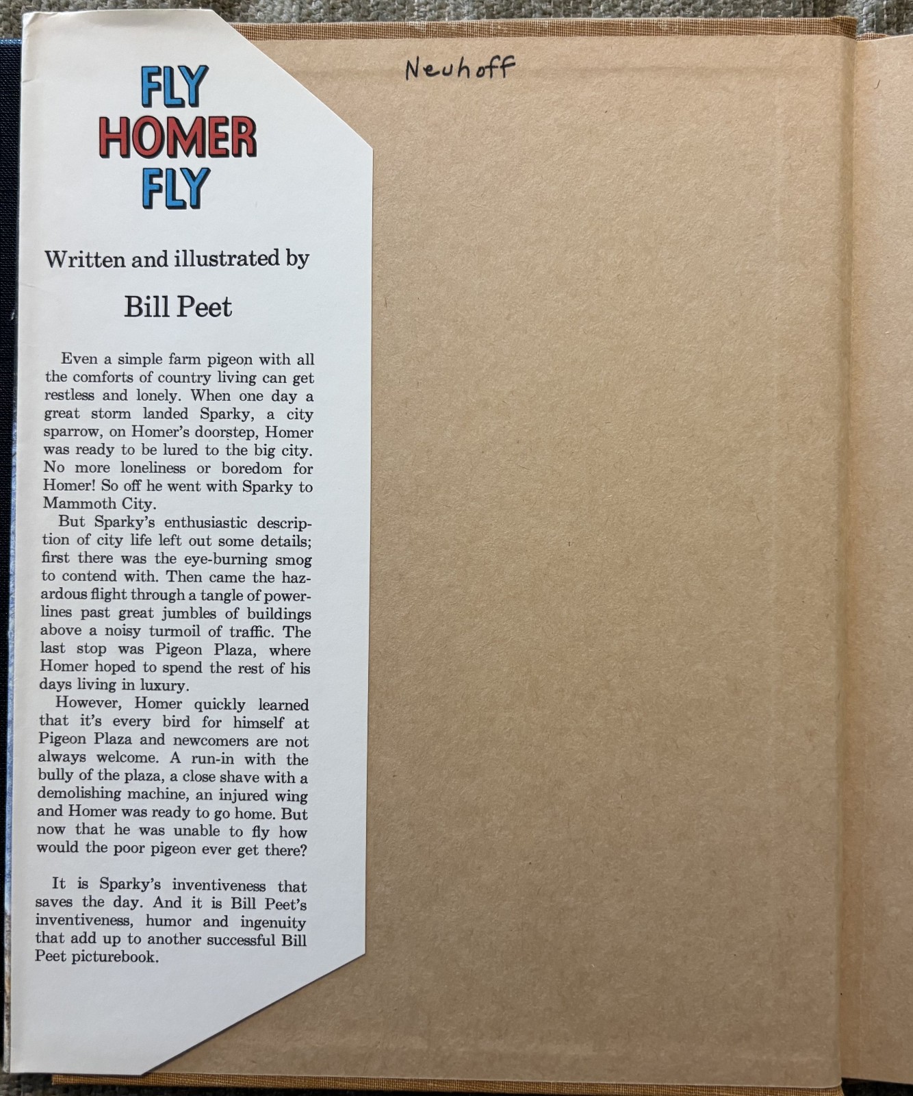 Fly Homer Fly by Bill Peet 1969 – First edition First printing