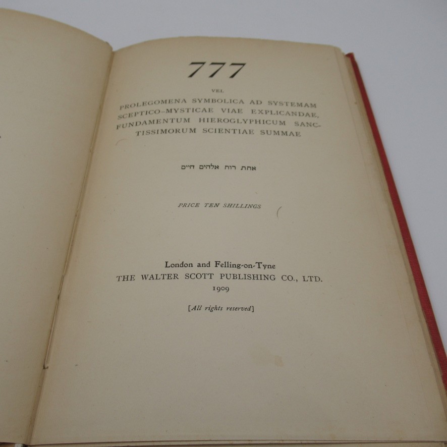 Rare 777 Aleister Crowley First 1st Print 1909 Occult