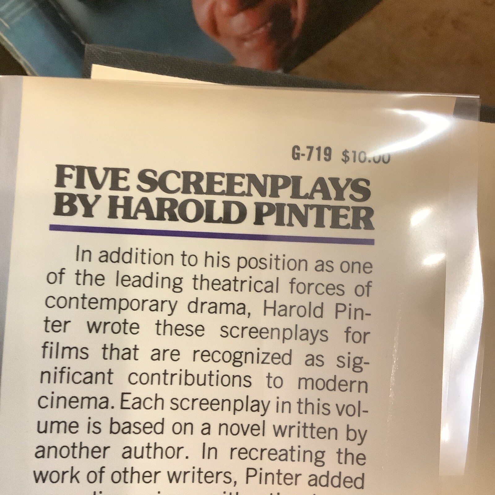 Harold Pinter Five Screenplays Grove Press 1973 1st American Review Copy