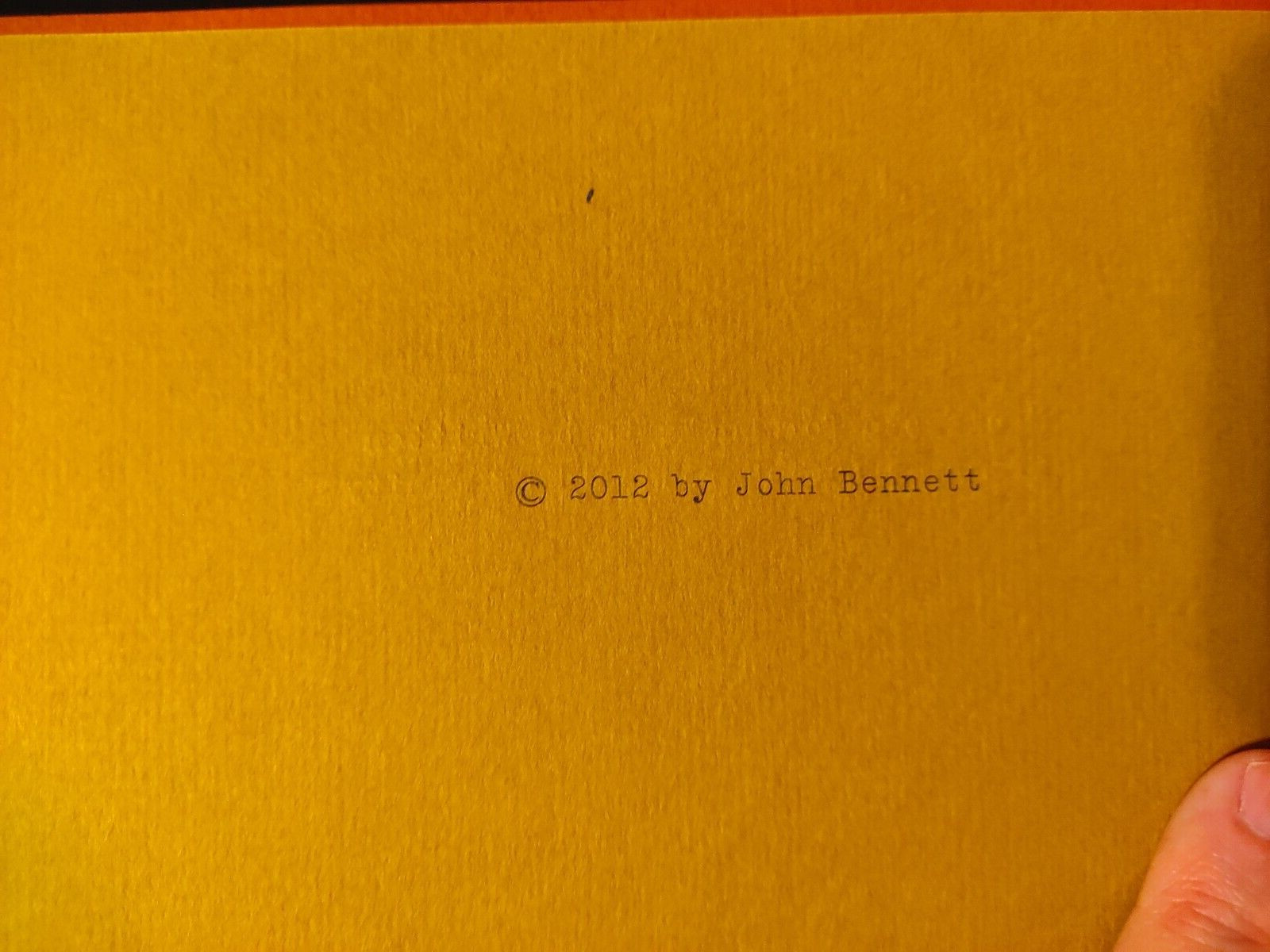 Manifesto for Books to Be Written by John Bennett 2012 First Edition Chapbook