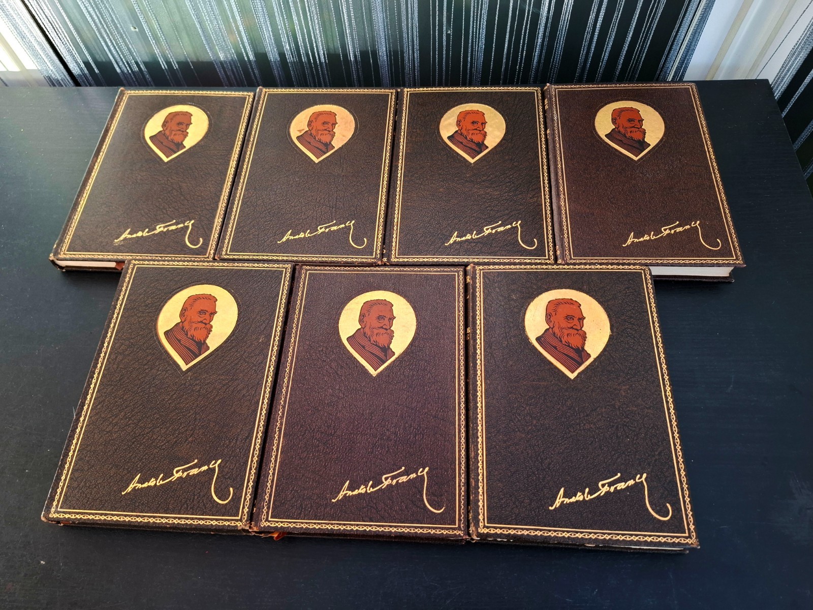 1925 – Anatole France Minerva Edition x7, Nobel Winner, Gilt Portrait Bindings