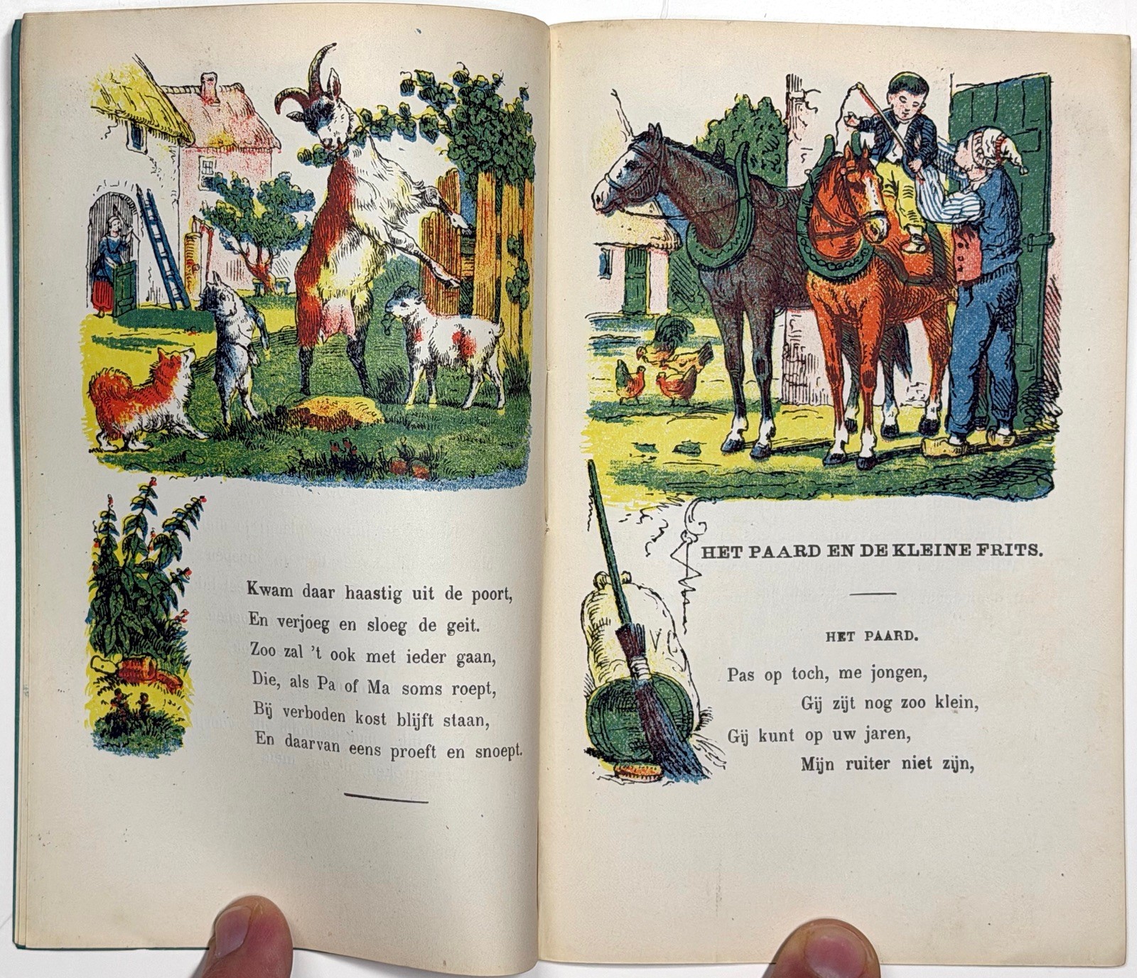 1870 ONZE HUIS EN LANDDIEREN DUTCH CHILDRENS BOOKLET NOOTHOVEN GOOR COLOR PLATES