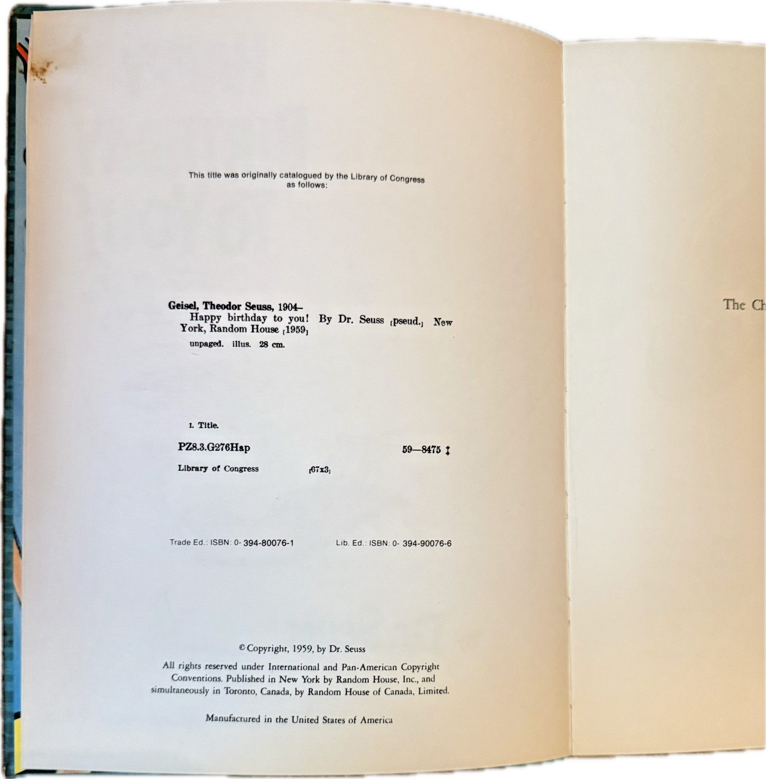 Happy Birthday to You! by Dr. Seuss, 1959 First Edition Hardcover