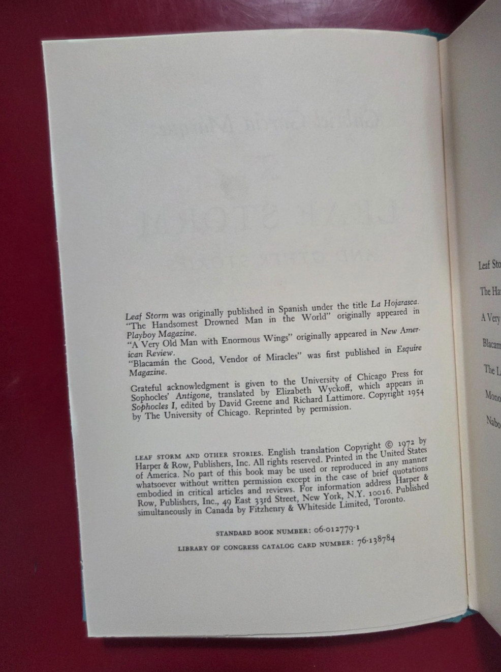 Leaf Storm and Other Stories — Gabriel García Márquez | 1st ED 1972