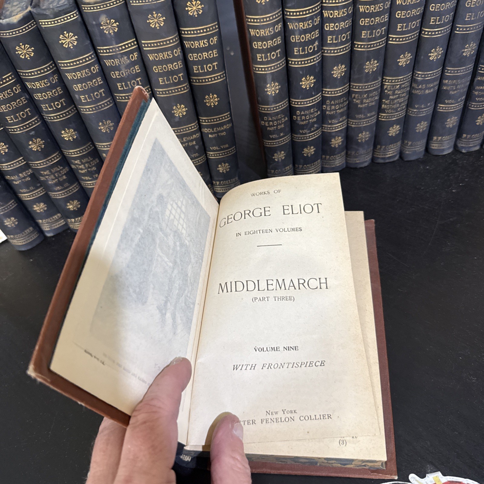 WORKS of GEORGE ELIOT c. 1900 Complete 18 Volume Set P.F. Collier HC Leather