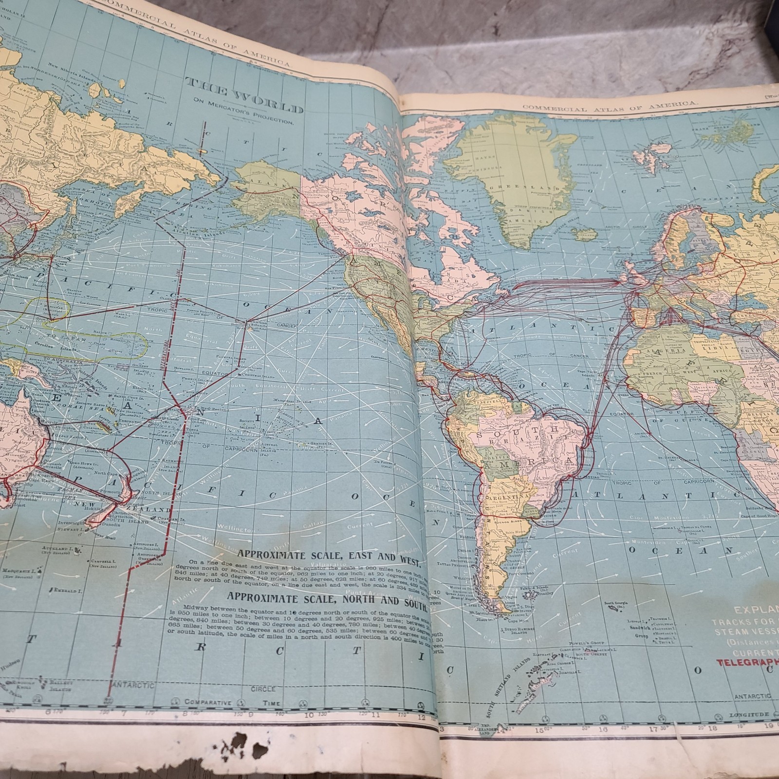 Rand McNally Commercial Atlas of America 1924 Canvas Backing 643 Pgs World Maps
