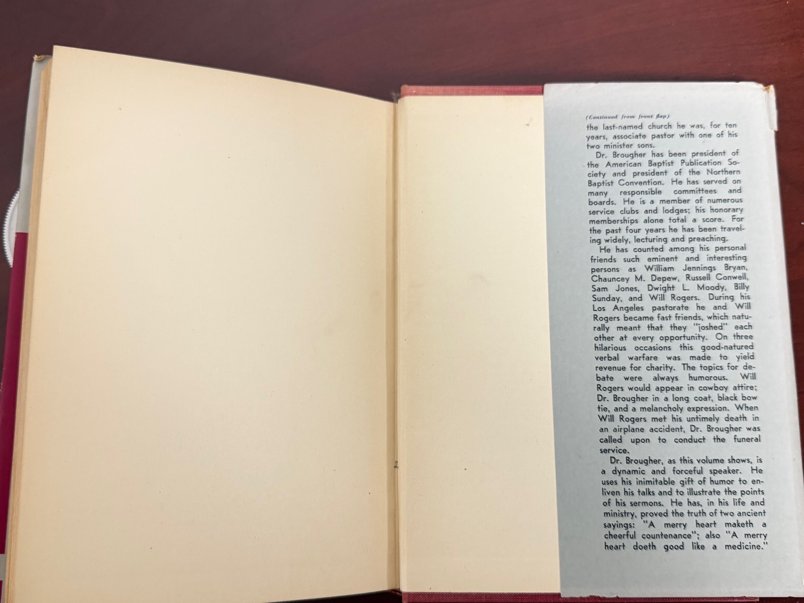 Life and Laughter James Whitcomb Brougher 1952 HC/DJ 1st Ed 4th Print *SIGNED*