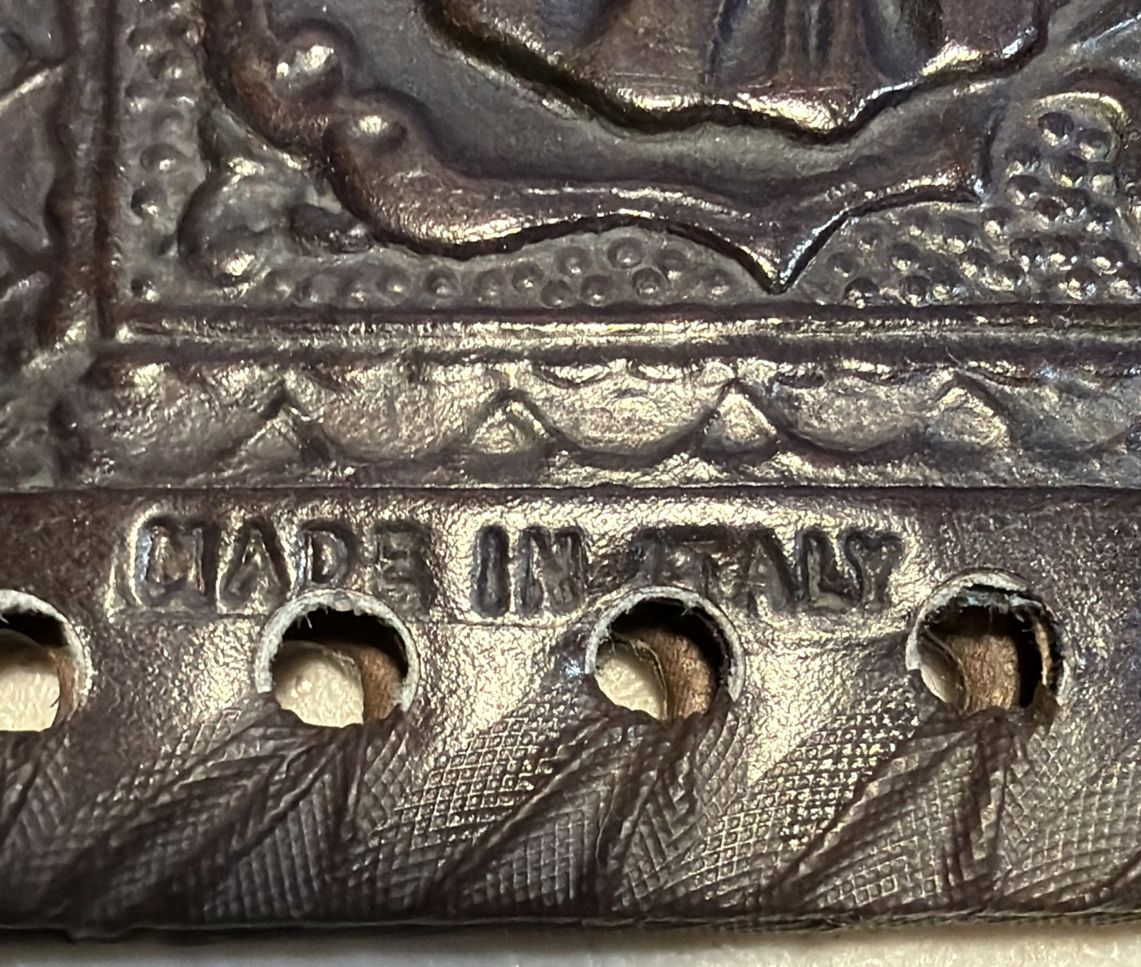 VTG Leather Book Cover / Italian Embossed Crest – Very Nice!