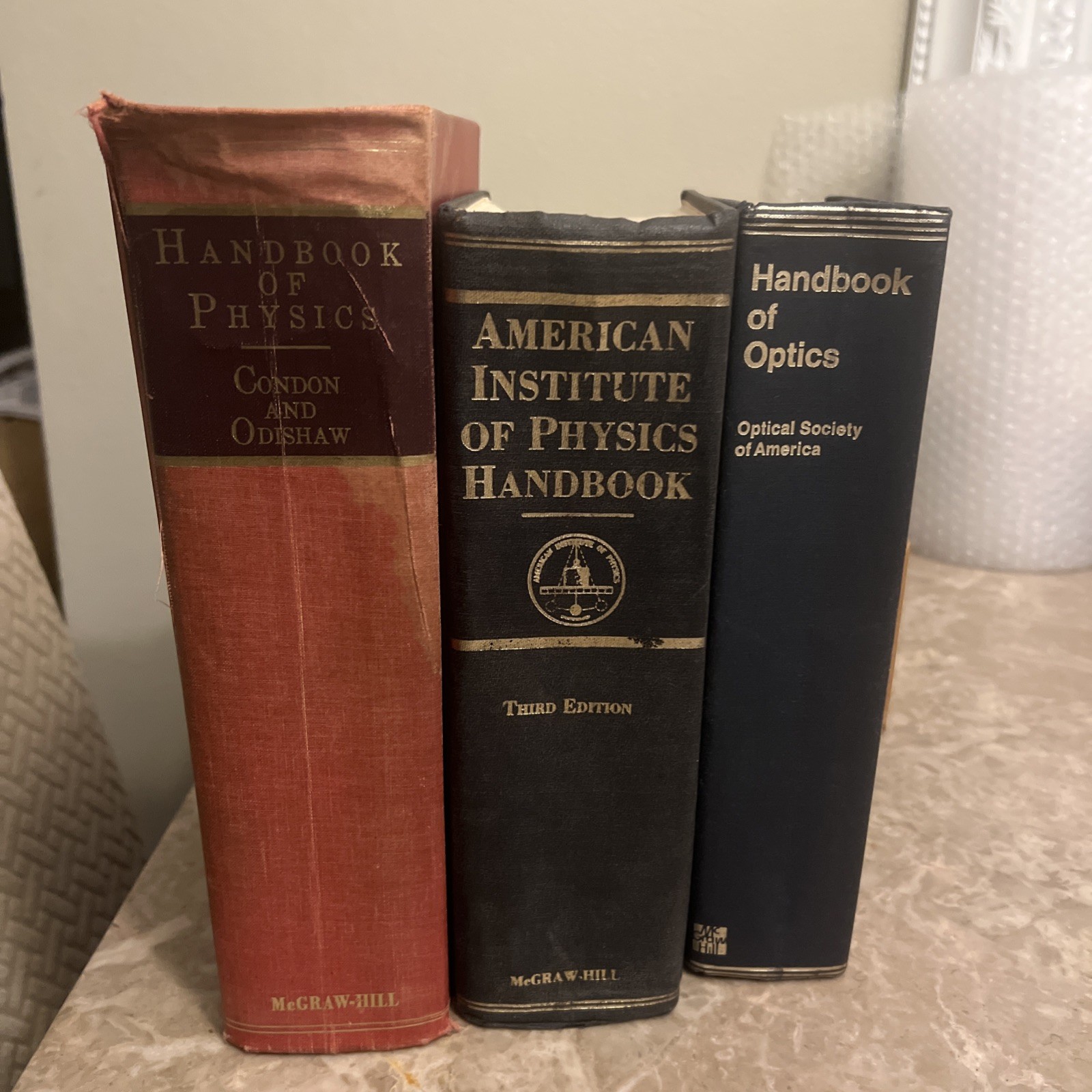 Vintage Physics Handbook Lot AIP Optics McGraw Hill Condon Odishaw HC