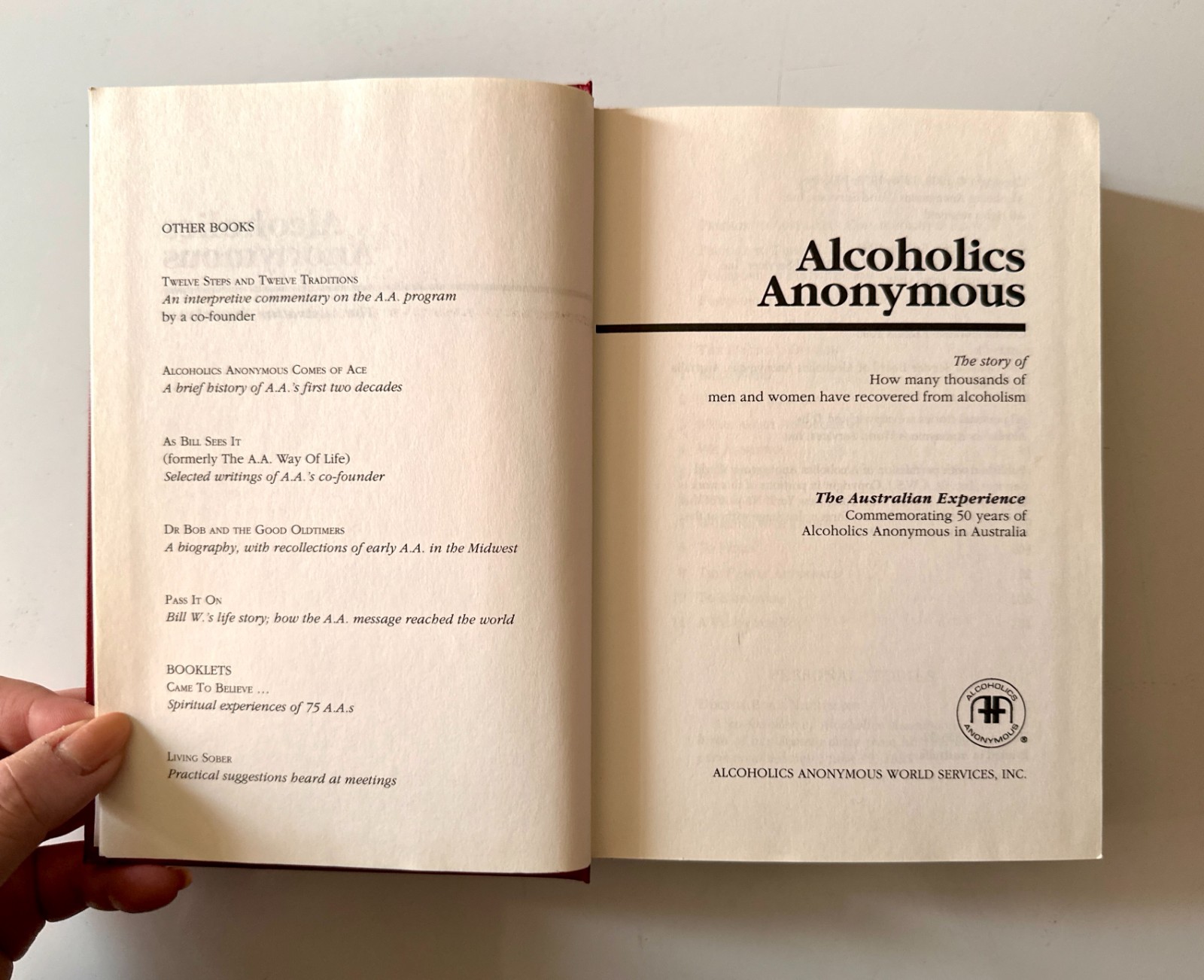 RARE 1995 Alcoholics Anonymous The Australian Experience Commemorative HC Book