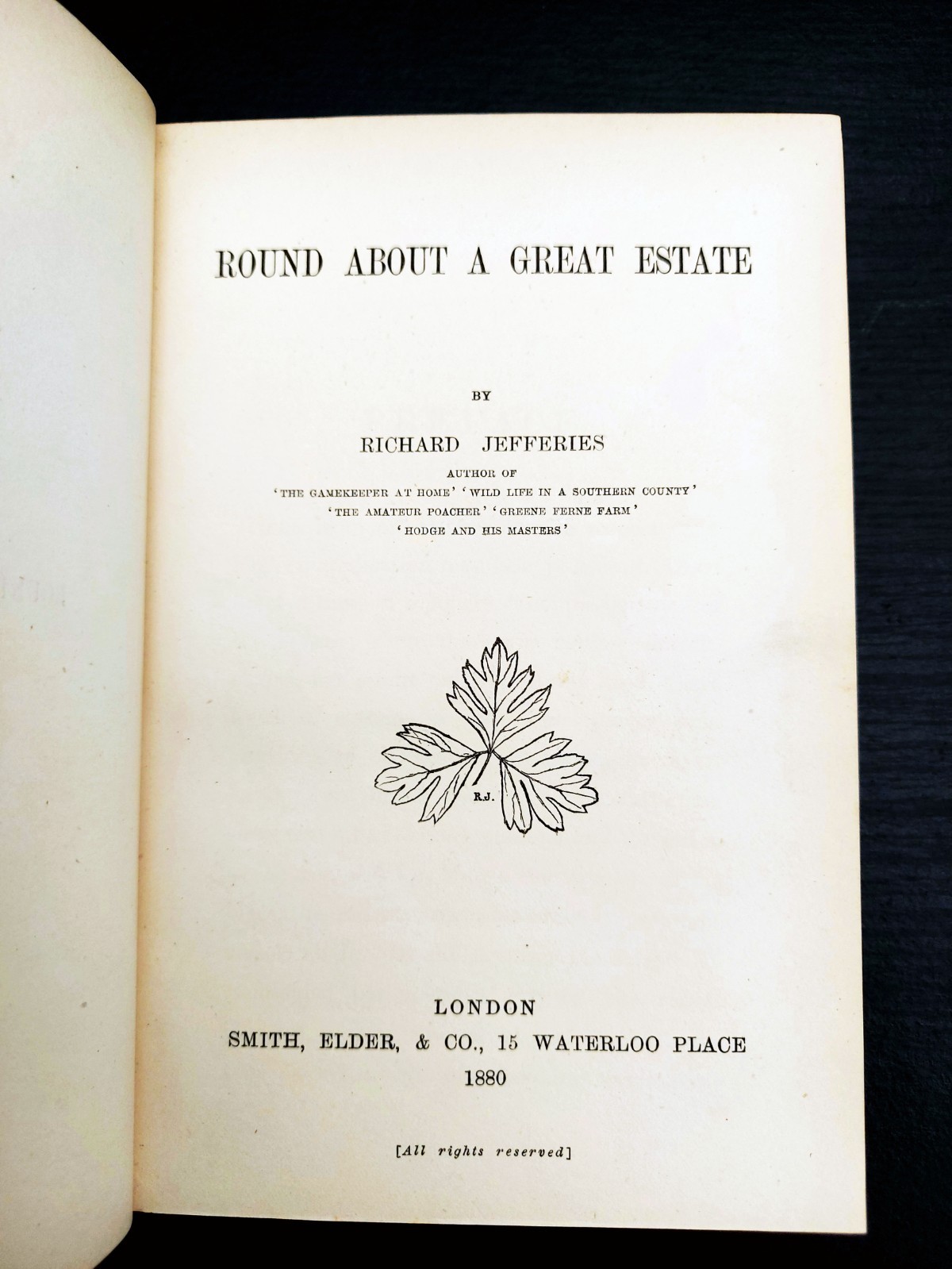 1880 – 1st Ed. – Round About a Great Estate by Richard Jefferies – Fine binding