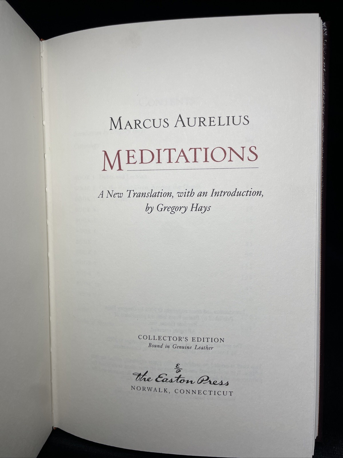 Easton Press MEDITATIONS of Marcus Aurelius LEATHER 2002 Limited Luxury Edition