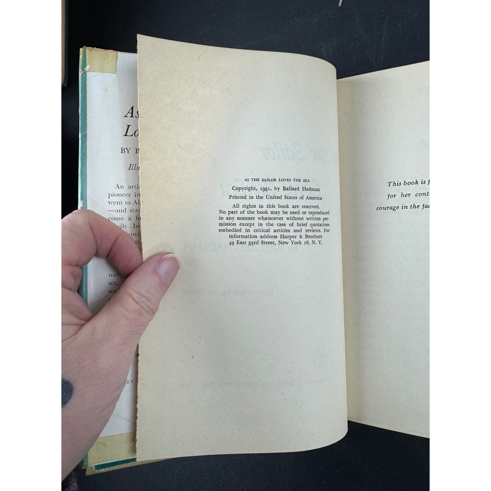As the Sailor Loves the Sea Ballard Hadman 1951 Alaska Memoir Book Club Edition