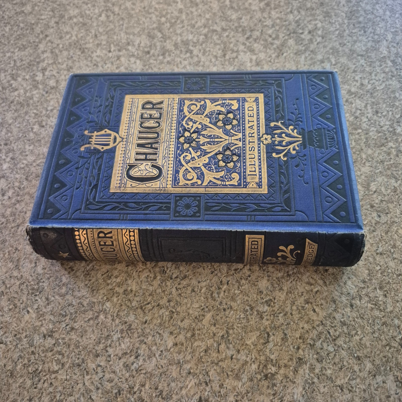 Chaucer Canterbury Tales Illustrated Blue Gilt HC Antique George Routledge