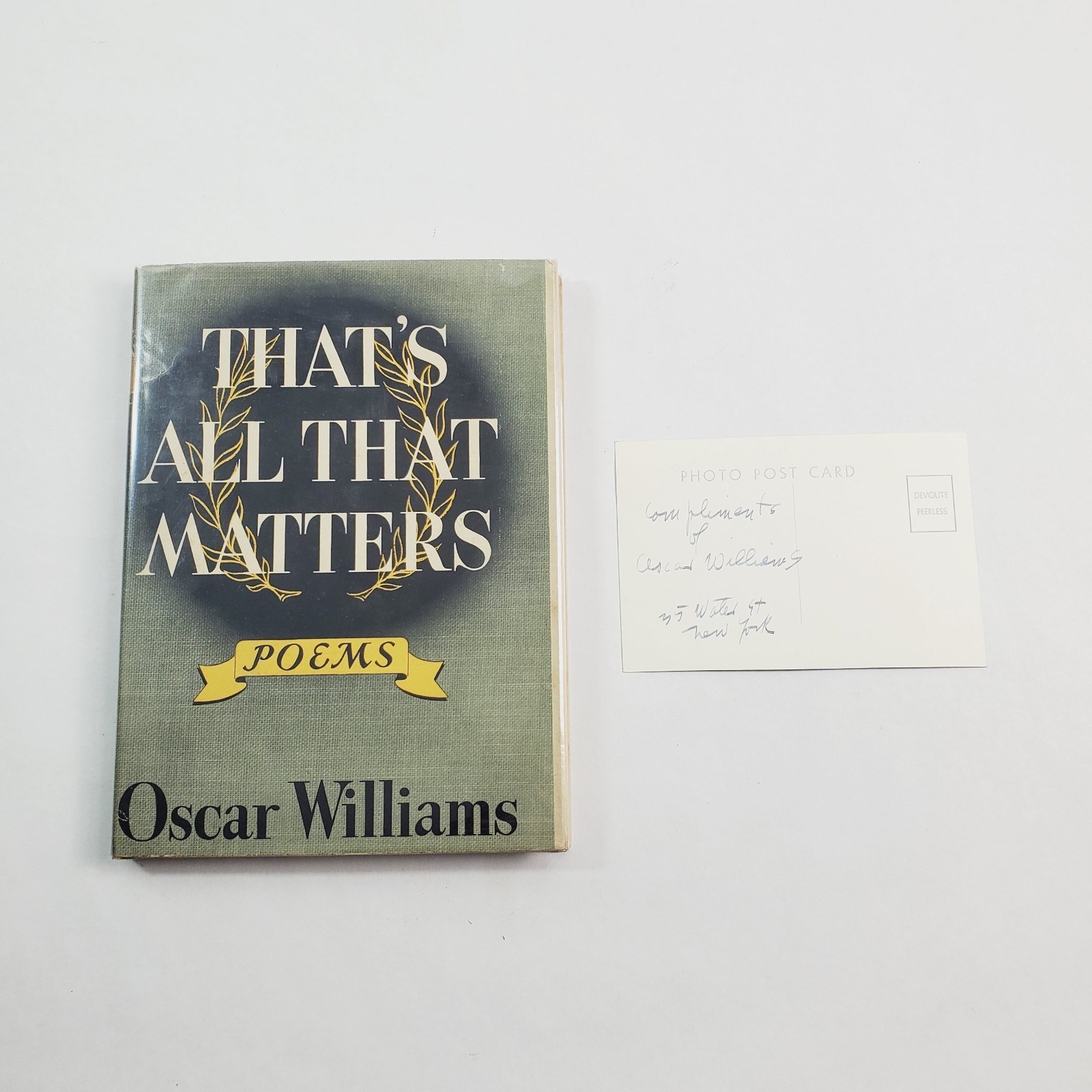 Oscar Williams That’s All That Matters Signed 1st Edition 1945 HCDJ Creative Age