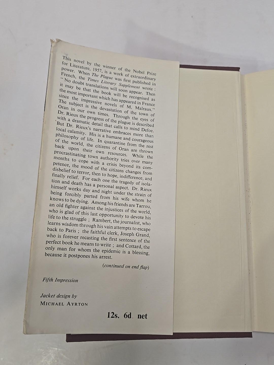 First UK Edition The Plague by Albert Camus the stranger myth of Sisyphus 1959